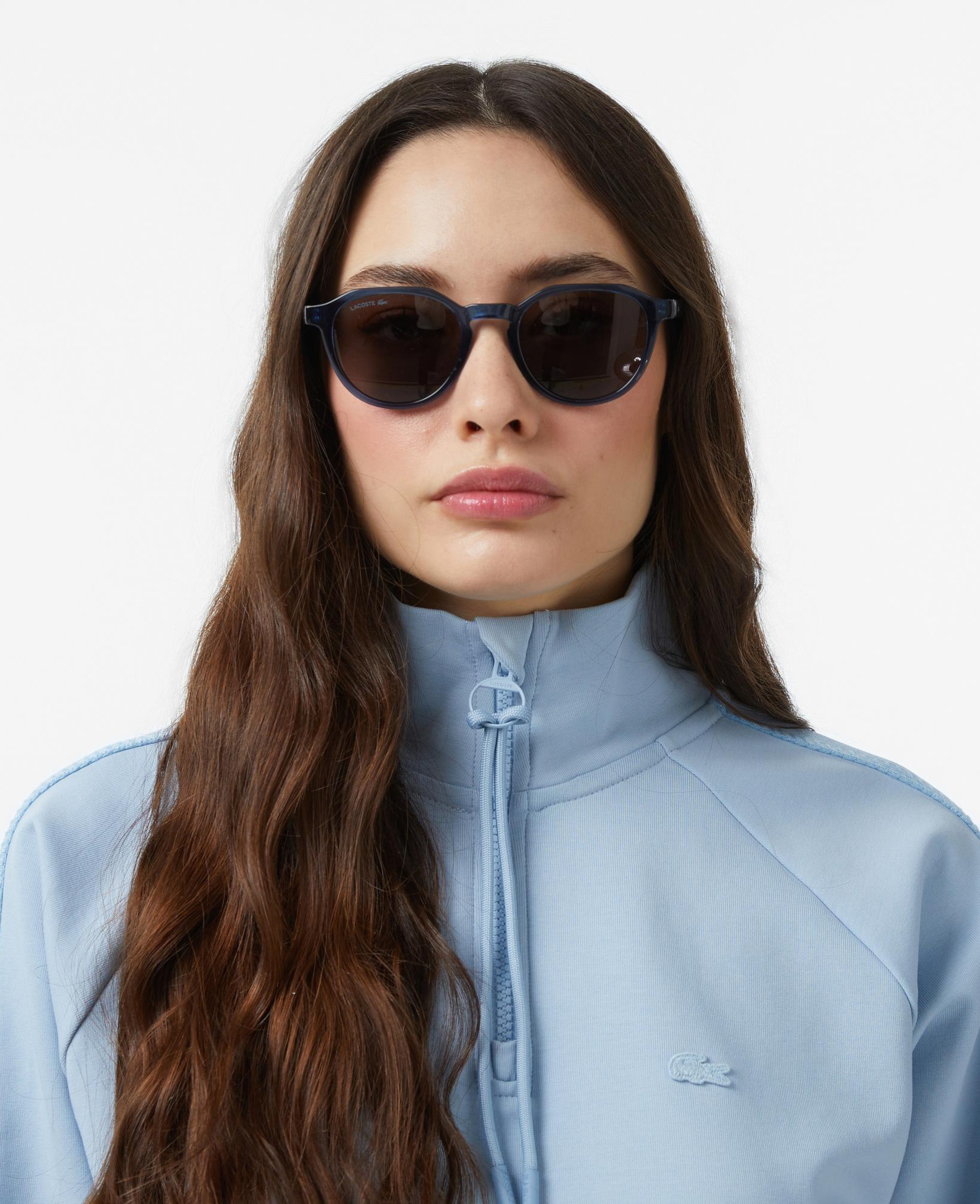 Kadın Loose Fit Dik Yaka Mavi Sweatshirt