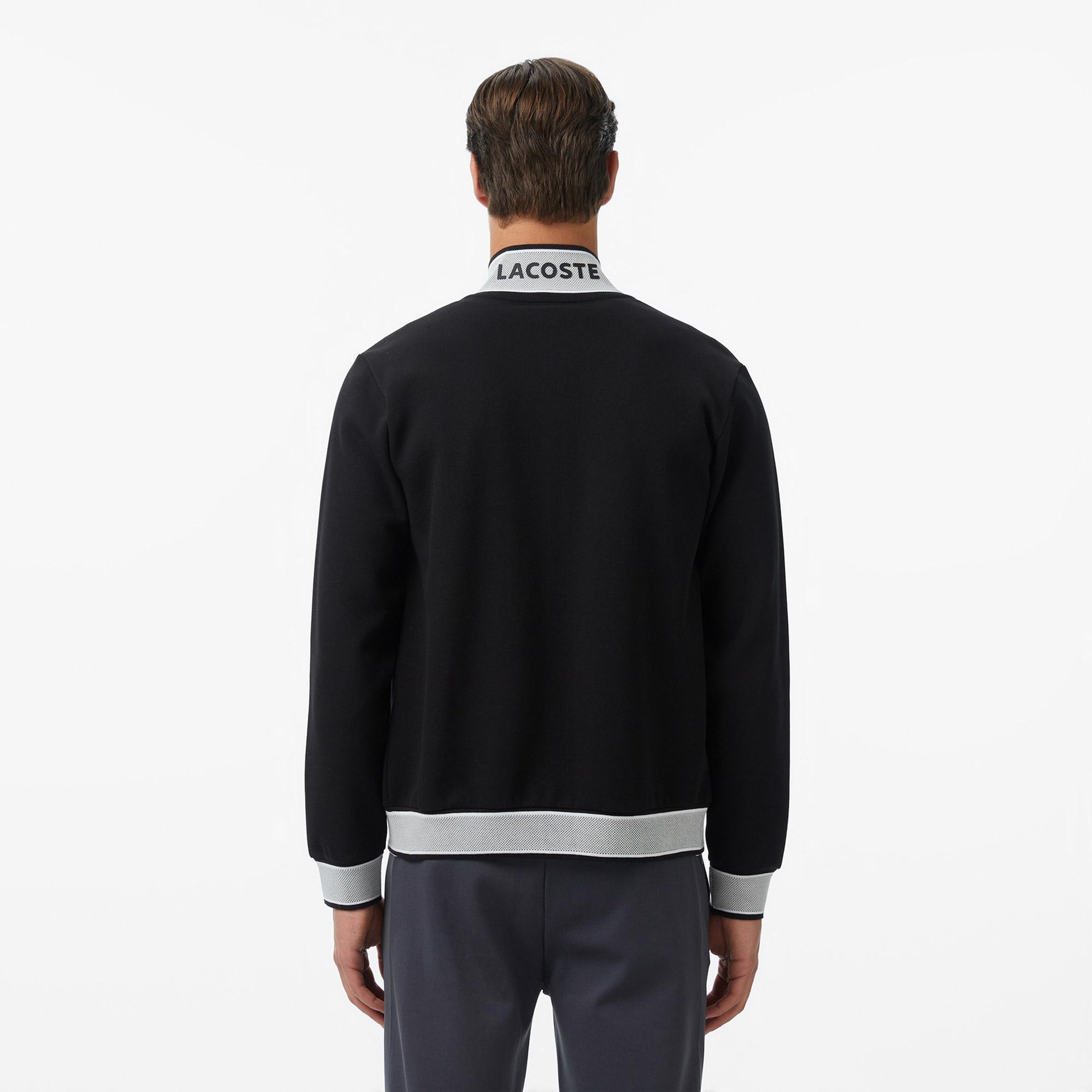 Erkek Regular Fit Fermuarlı Renk Bloklu Siyah Sweatshirt