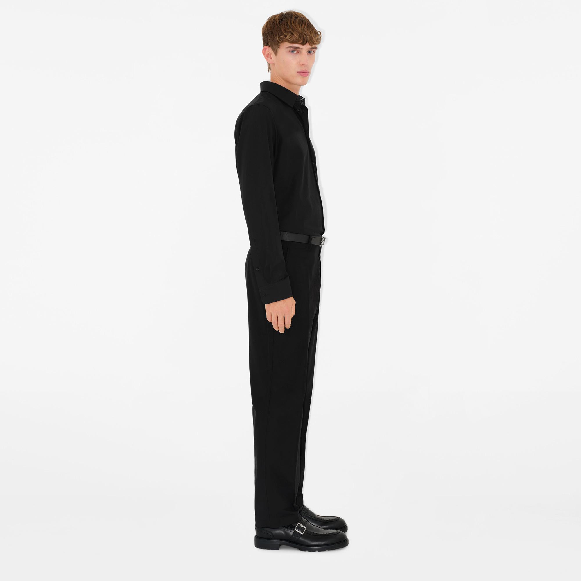 Burberry Ros Slim Fit Cotton Erkek Siyah Gömlek