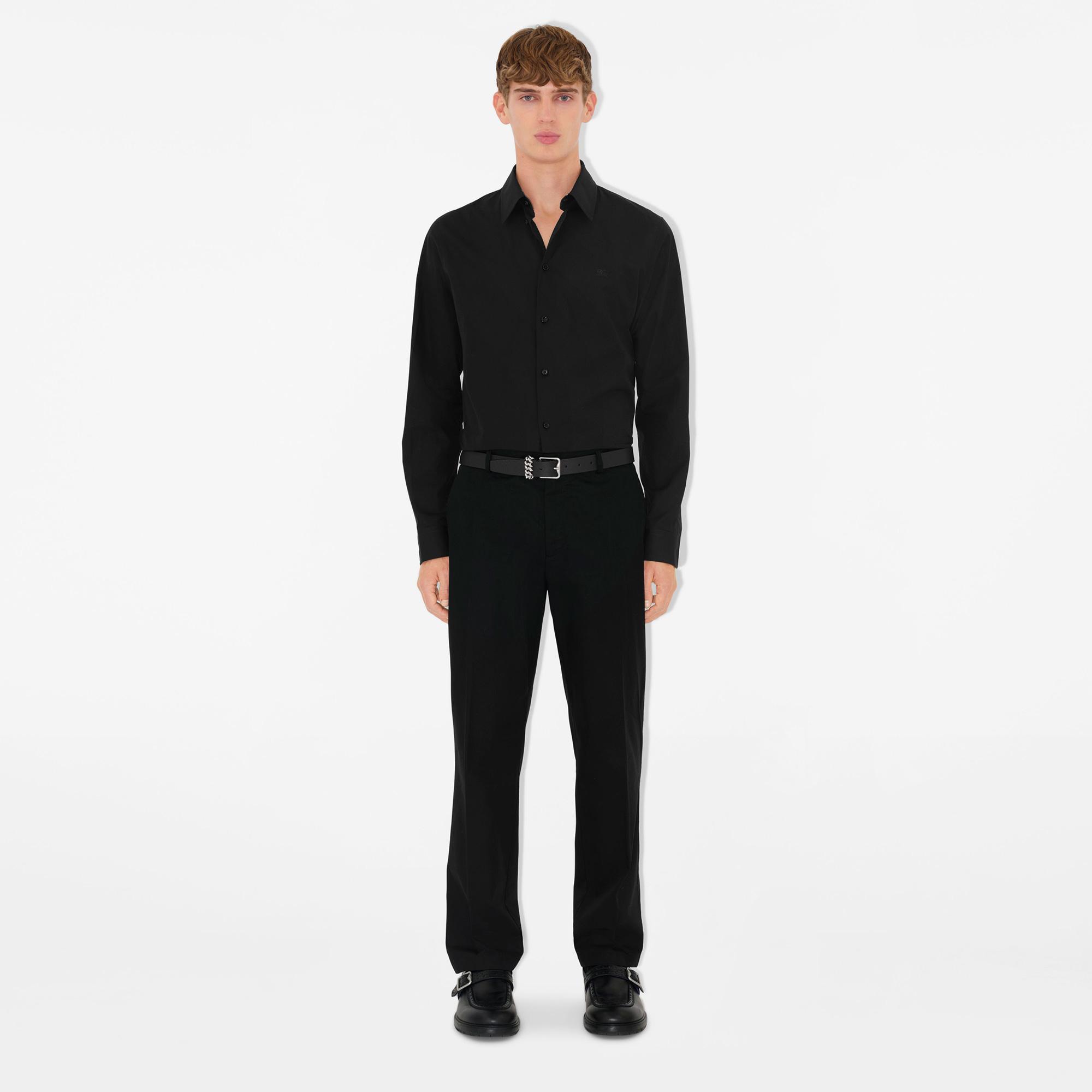 Burberry Ros Slim Fit Cotton Erkek Siyah Gömlek