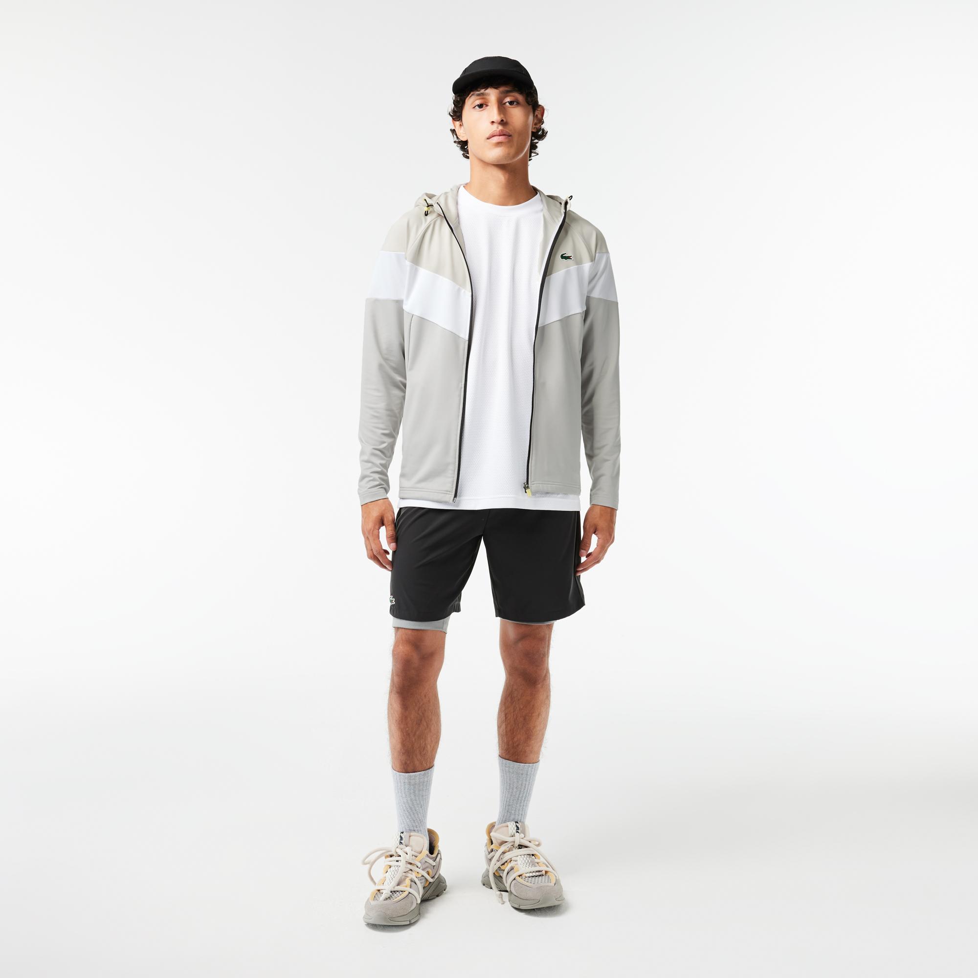 Active Erkek Kapüşonlu Renk Bloklu Gri Sweatshirt