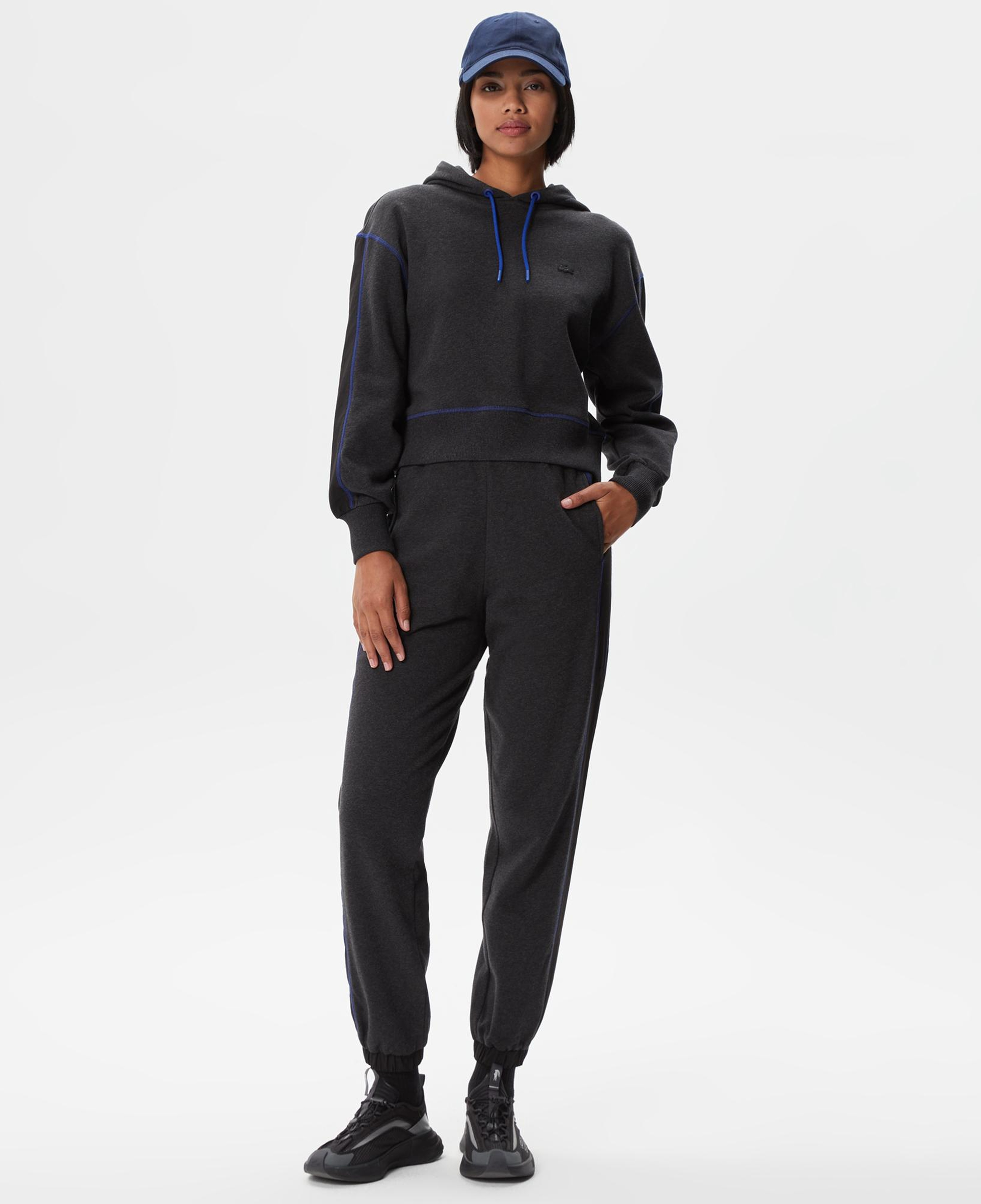 Kadın Relaxed Fit Kapüşonlu Renk Bloklu Siyah Sweatshirt