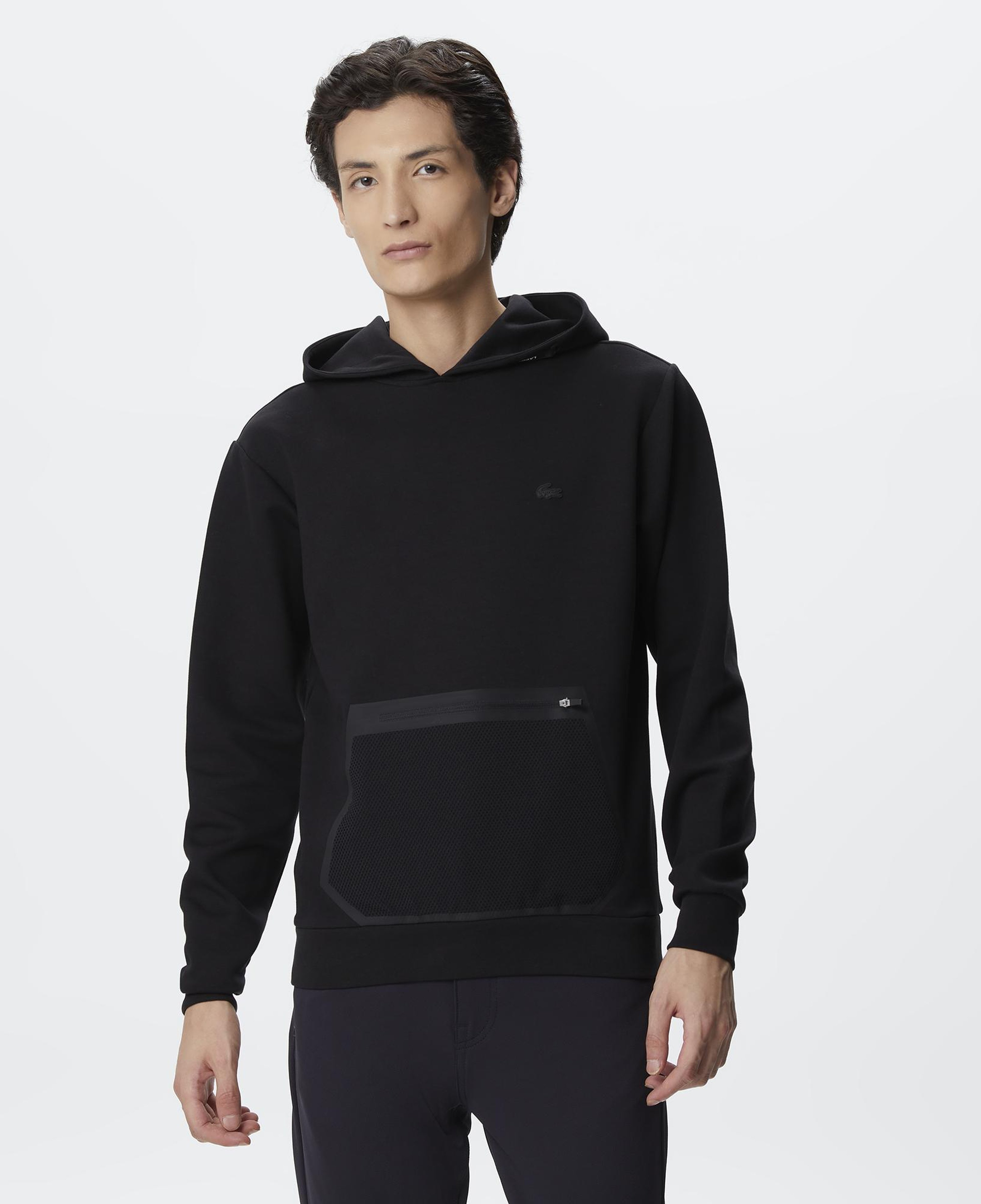 Erkek Slim Fit Kapüşonlu Siyah Sweatshirt