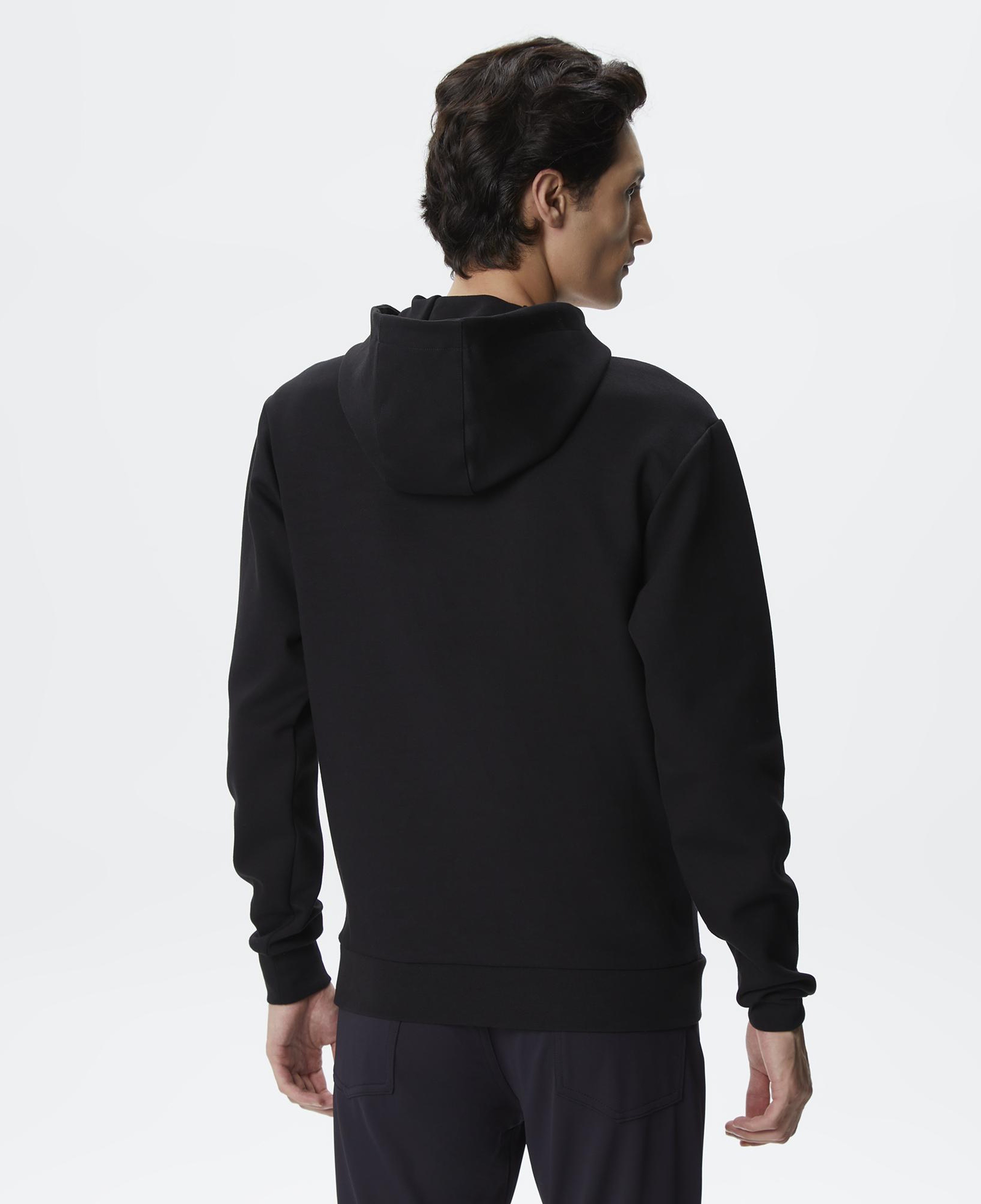 Erkek Slim Fit Kapüşonlu Siyah Sweatshirt