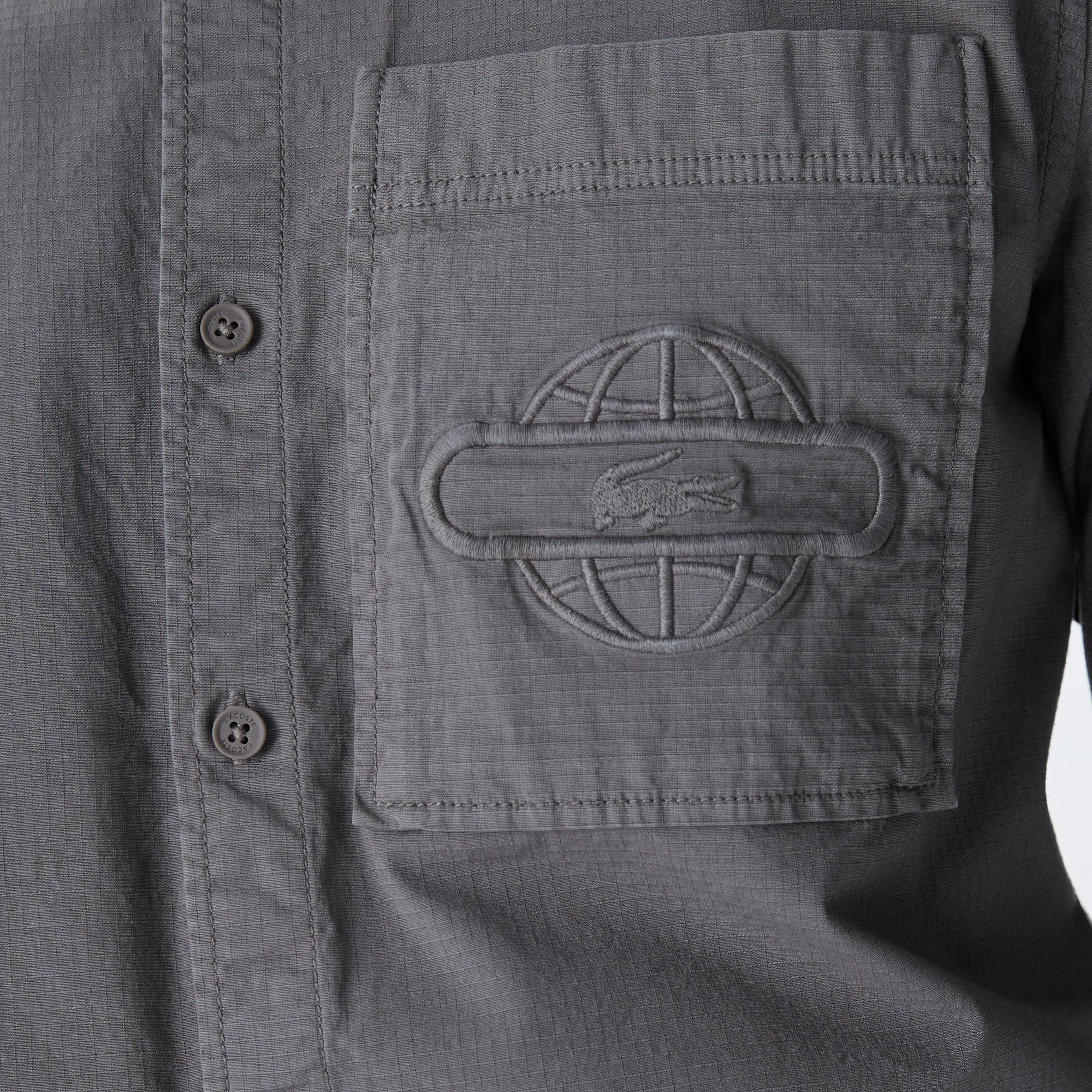 Lacoste X House of SuperStep Erkek Gri Gömlek