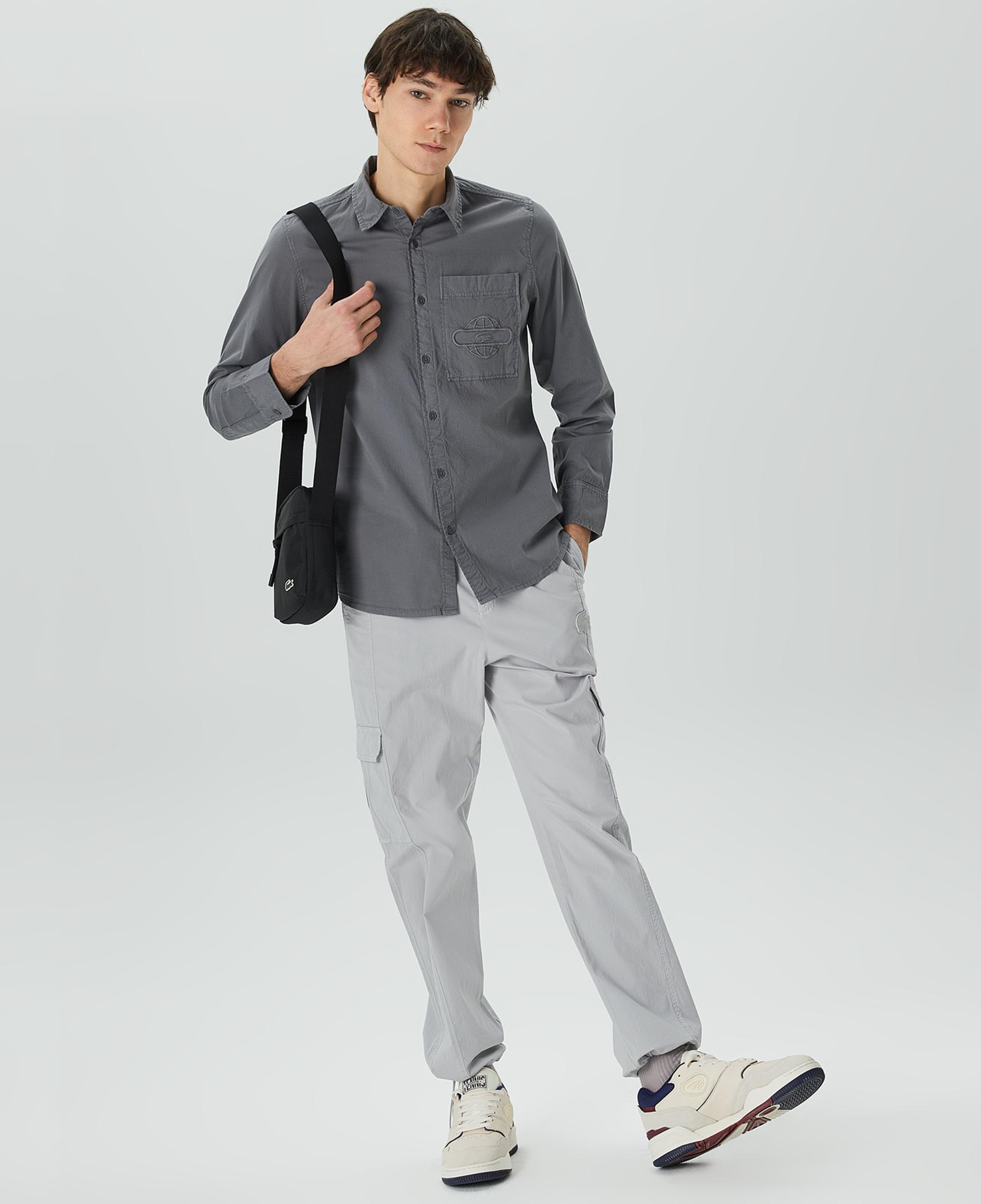 Lacoste X House of SuperStep Erkek Gri Gömlek