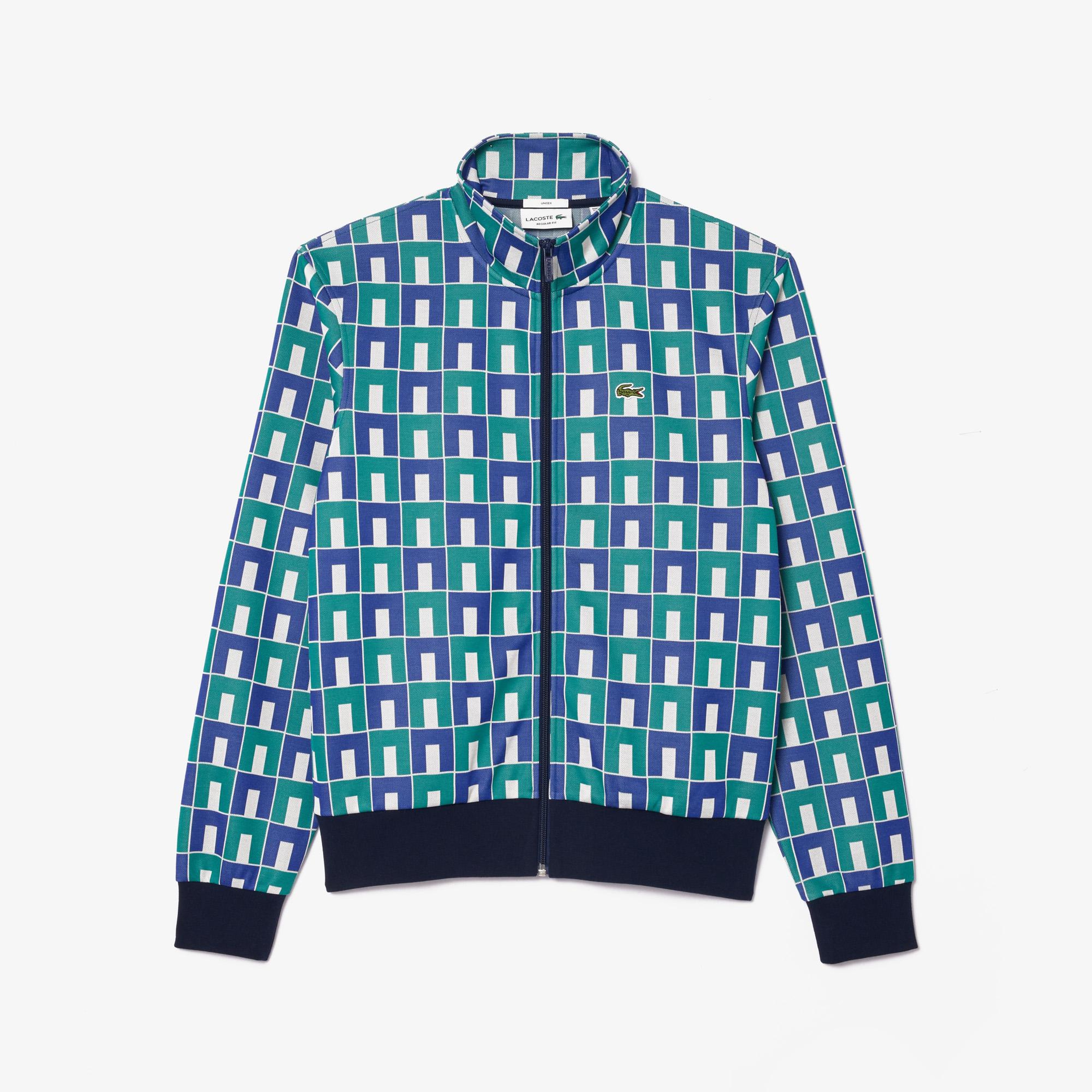 Unisex Regular Fit Fermuarlı Desenli Renkli Sweatshirt