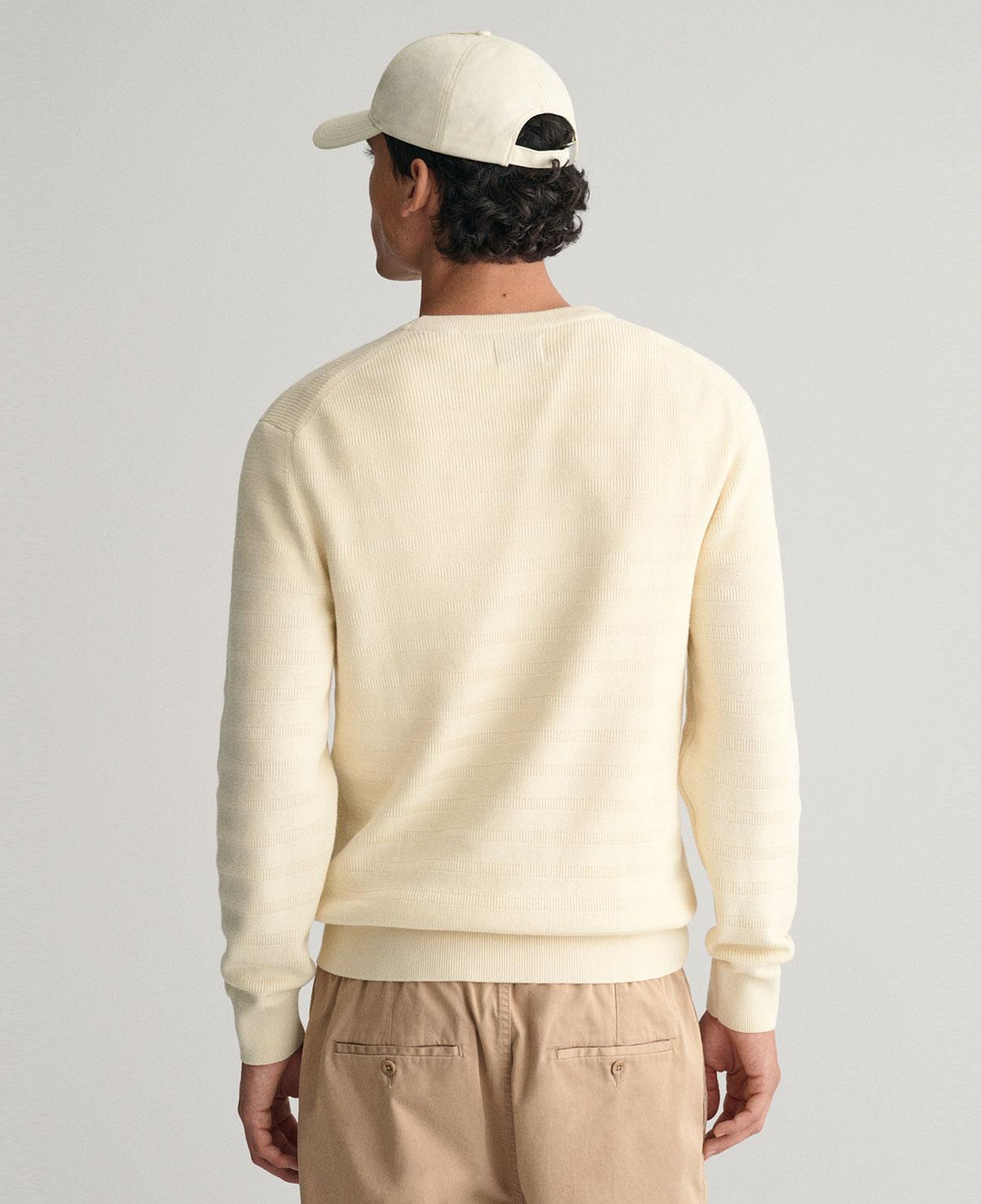 GANT Erkek Krem Regular Fit Bisiklet Yaka Logolu Kazak