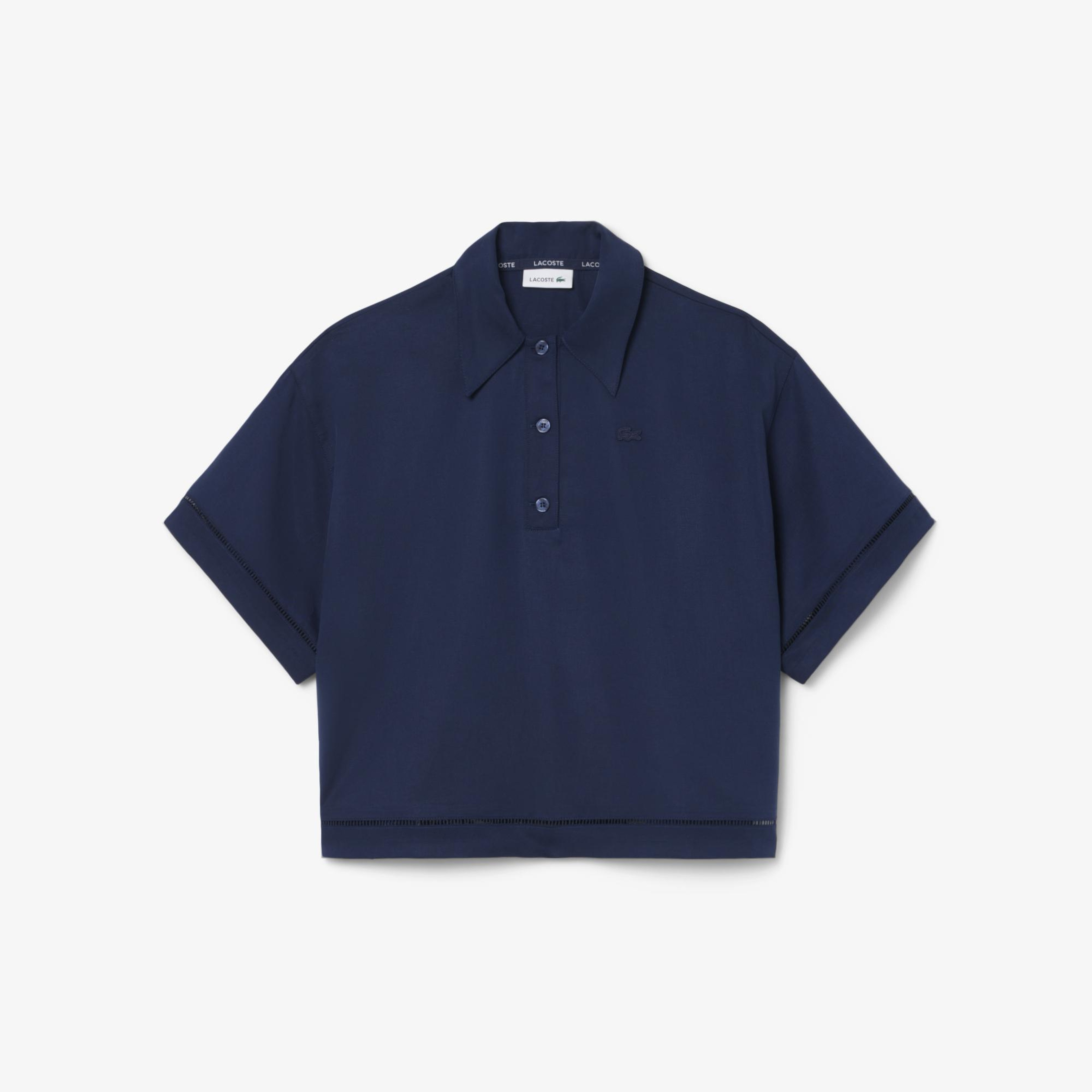 Kadın Oversize Fit Truvakar Kollu Lacivert Polo