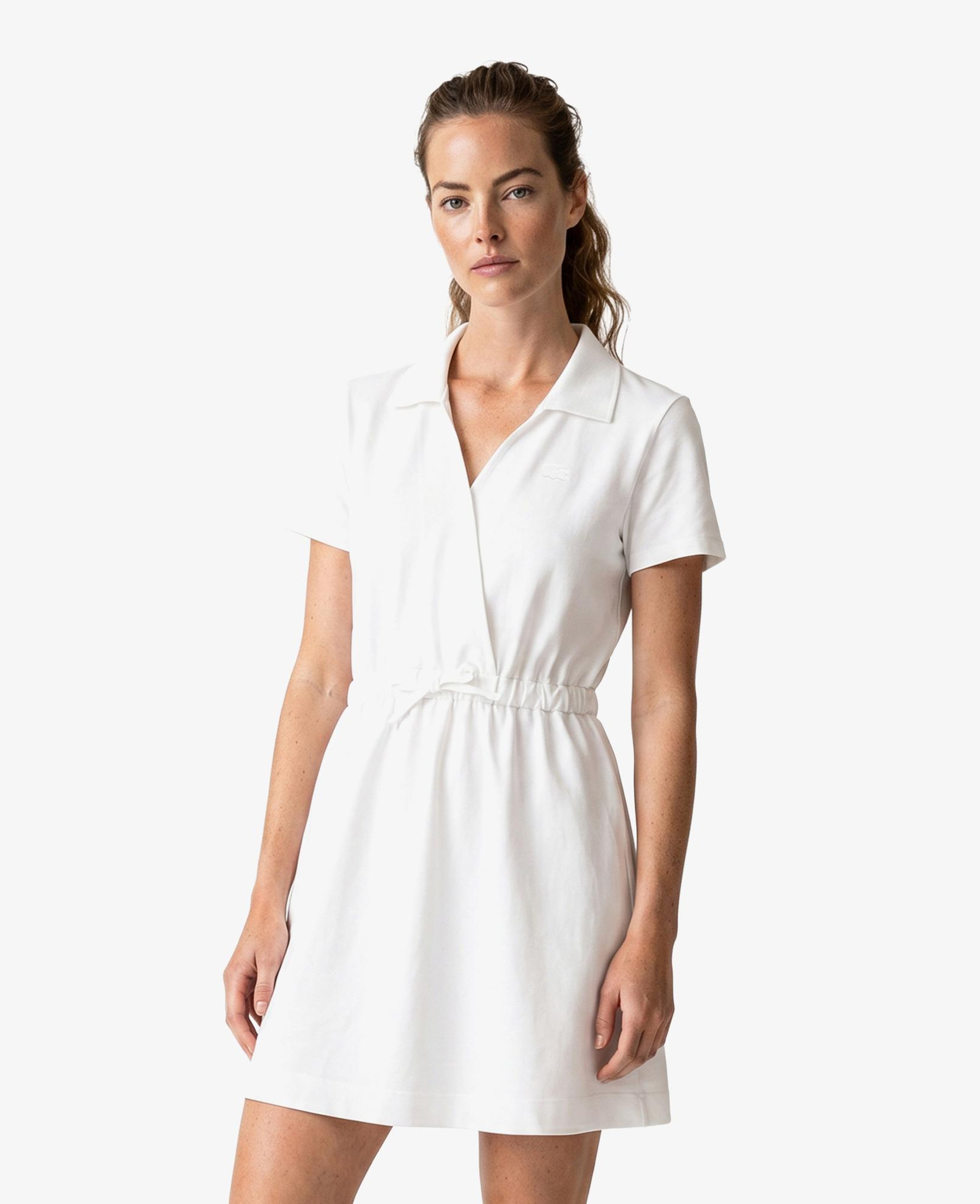 Kadın Flare Fit Kısa Kollu Polo Yaka Krem Elbise