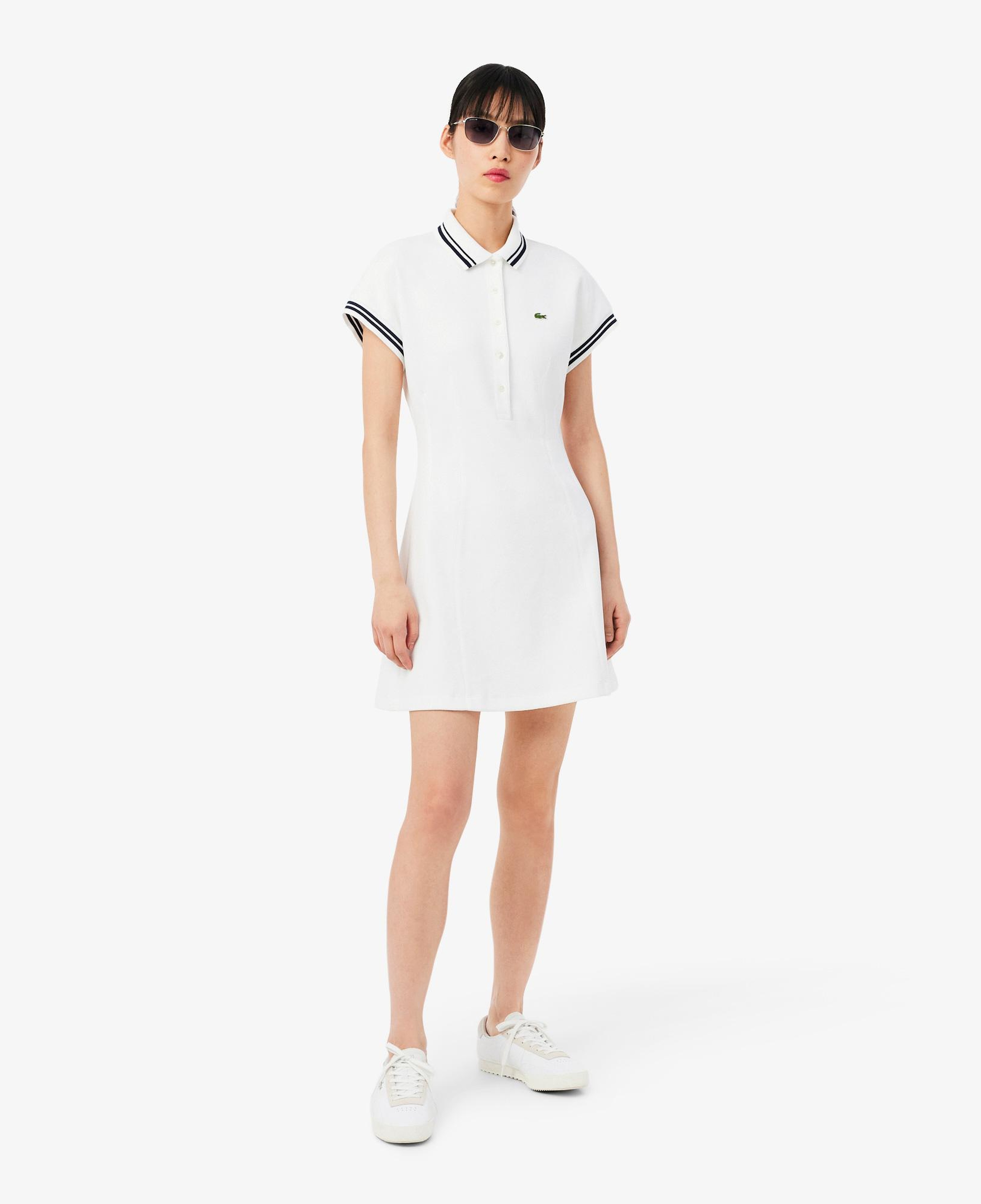Kadın Slim Fit Kısa Kollu Polo Yaka Beyaz Elbise