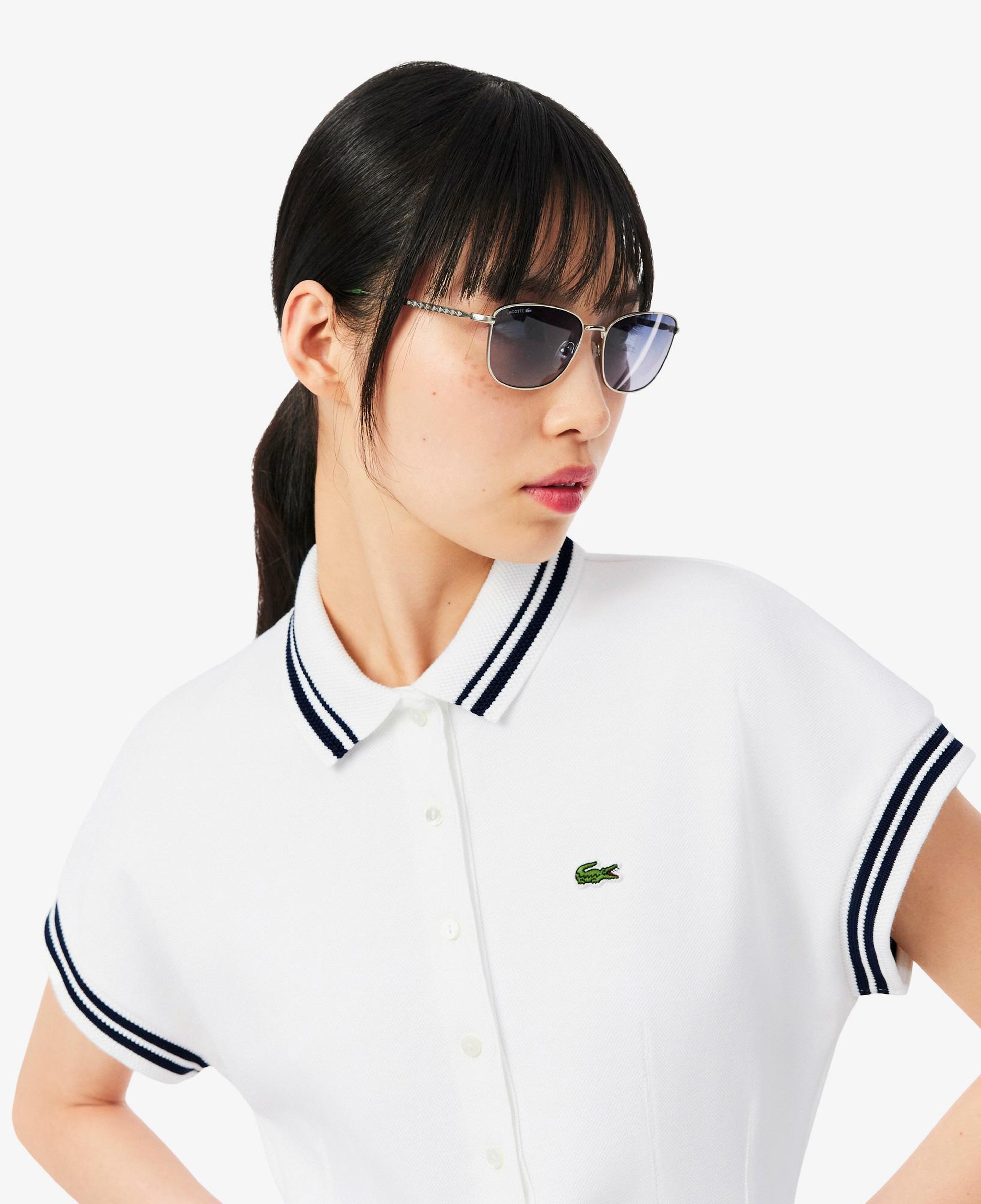 Kadın Slim Fit Kısa Kollu Polo Yaka Beyaz Elbise