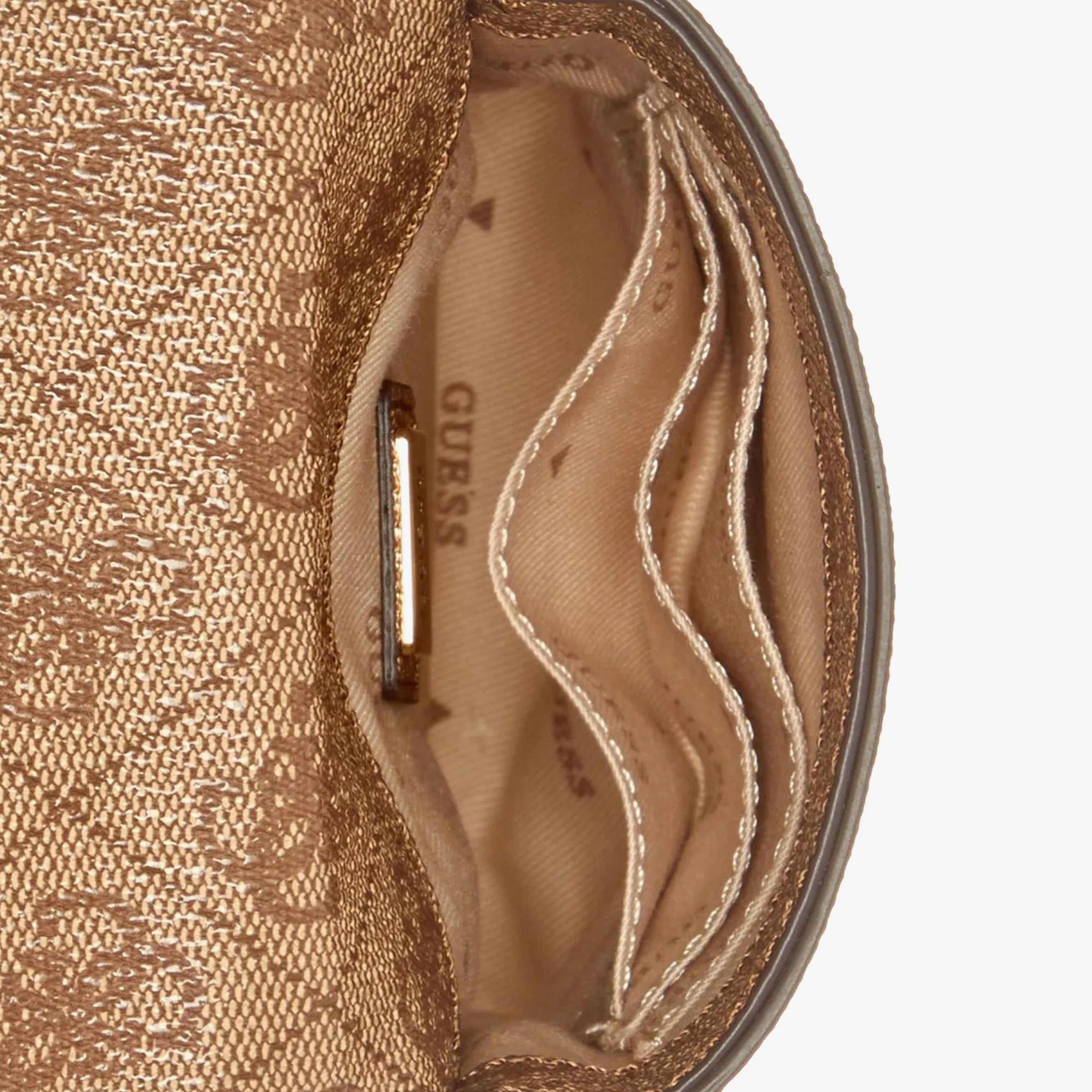 Guess Latona Mini Tote 11810 Kadın Kahverengi Çıkarılabilir Askılı Mini Cüzdanlı Çanta