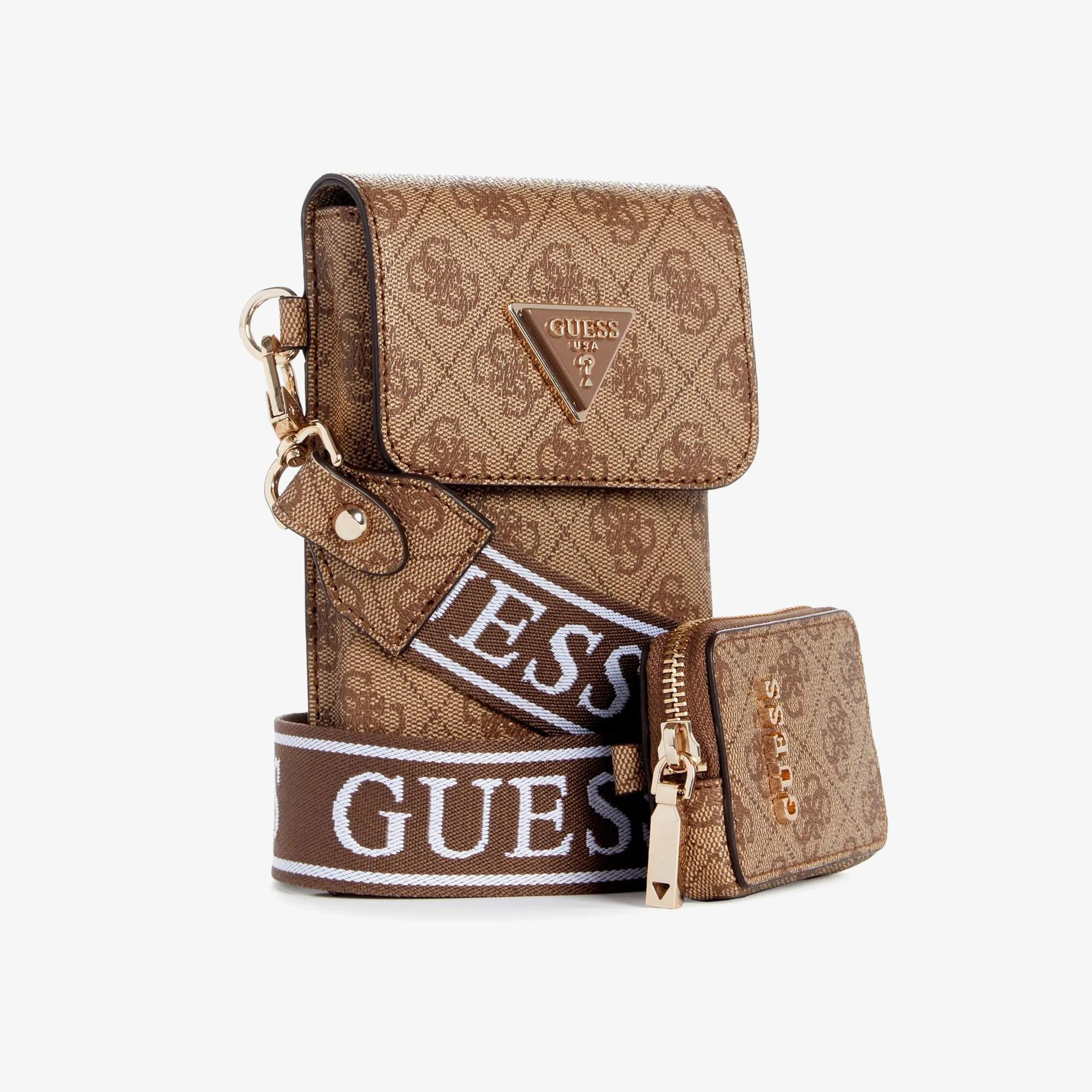 Guess Latona Mini Tote 11810 Kadın Kahverengi Çıkarılabilir Askılı Mini Cüzdanlı Çanta