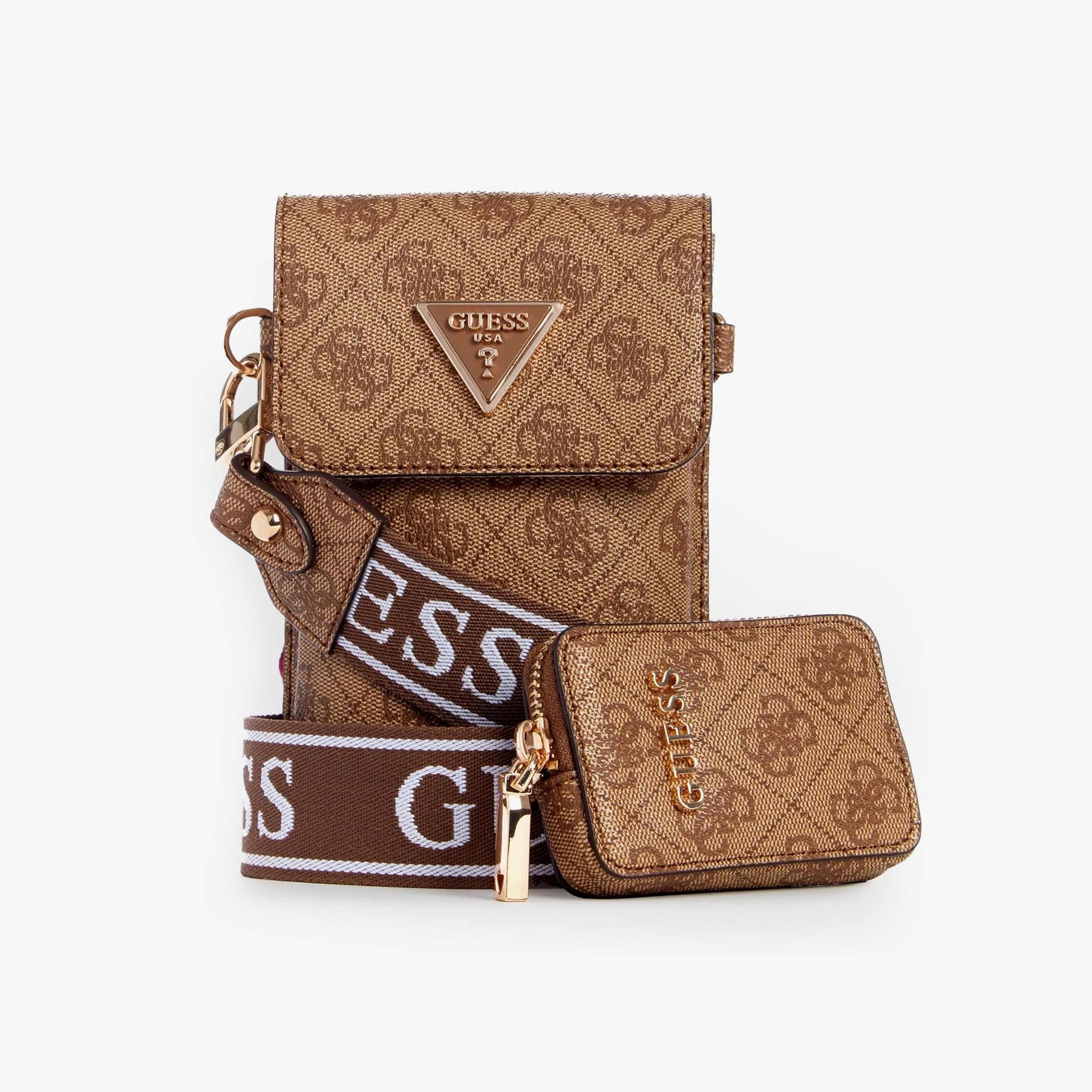Guess Latona Mini Tote 11810 Kadın Kahverengi Çıkarılabilir Askılı Mini Cüzdanlı Çanta
