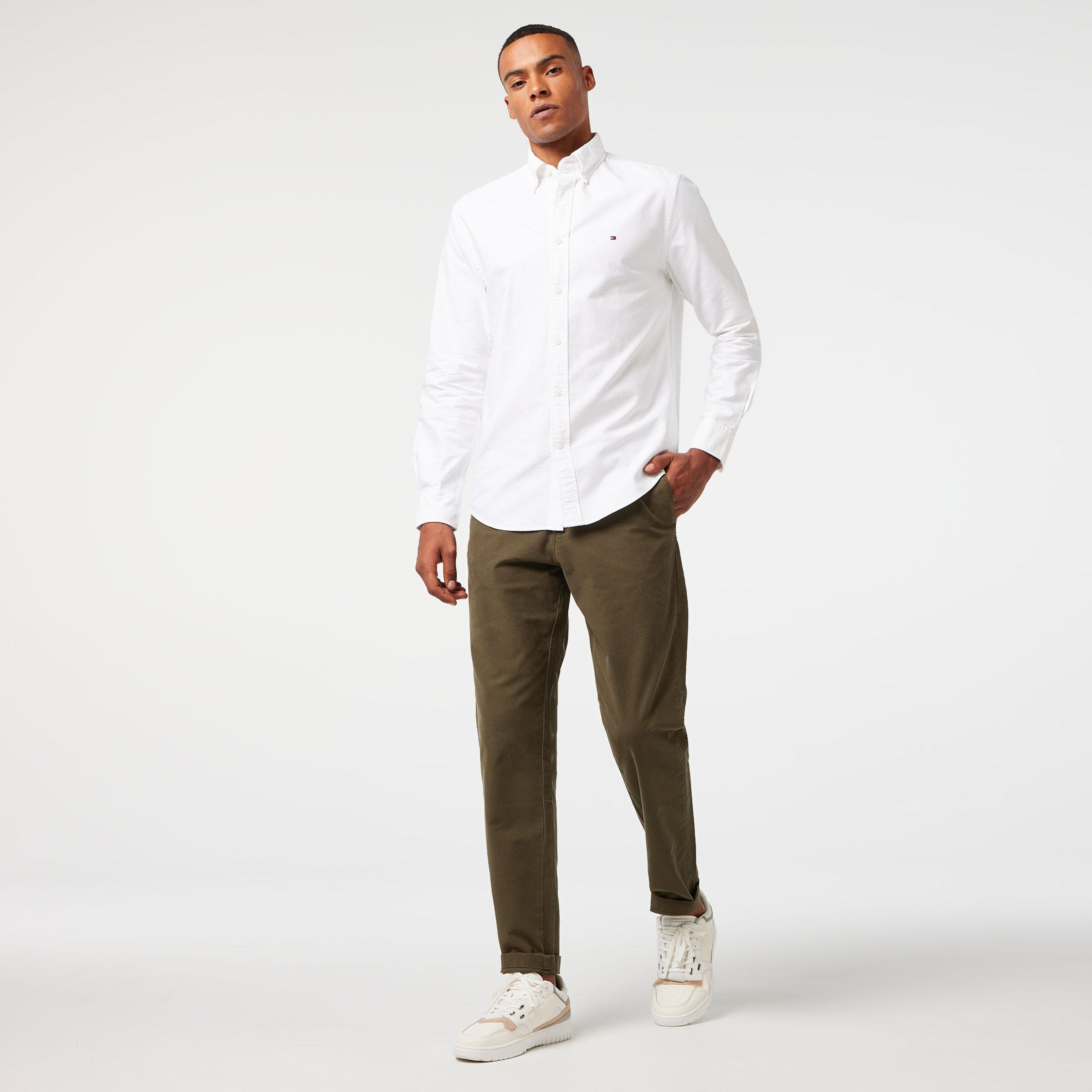 Tommy Hilfiger Solid Heritage Oxford Erkek Beyaz Gömlek