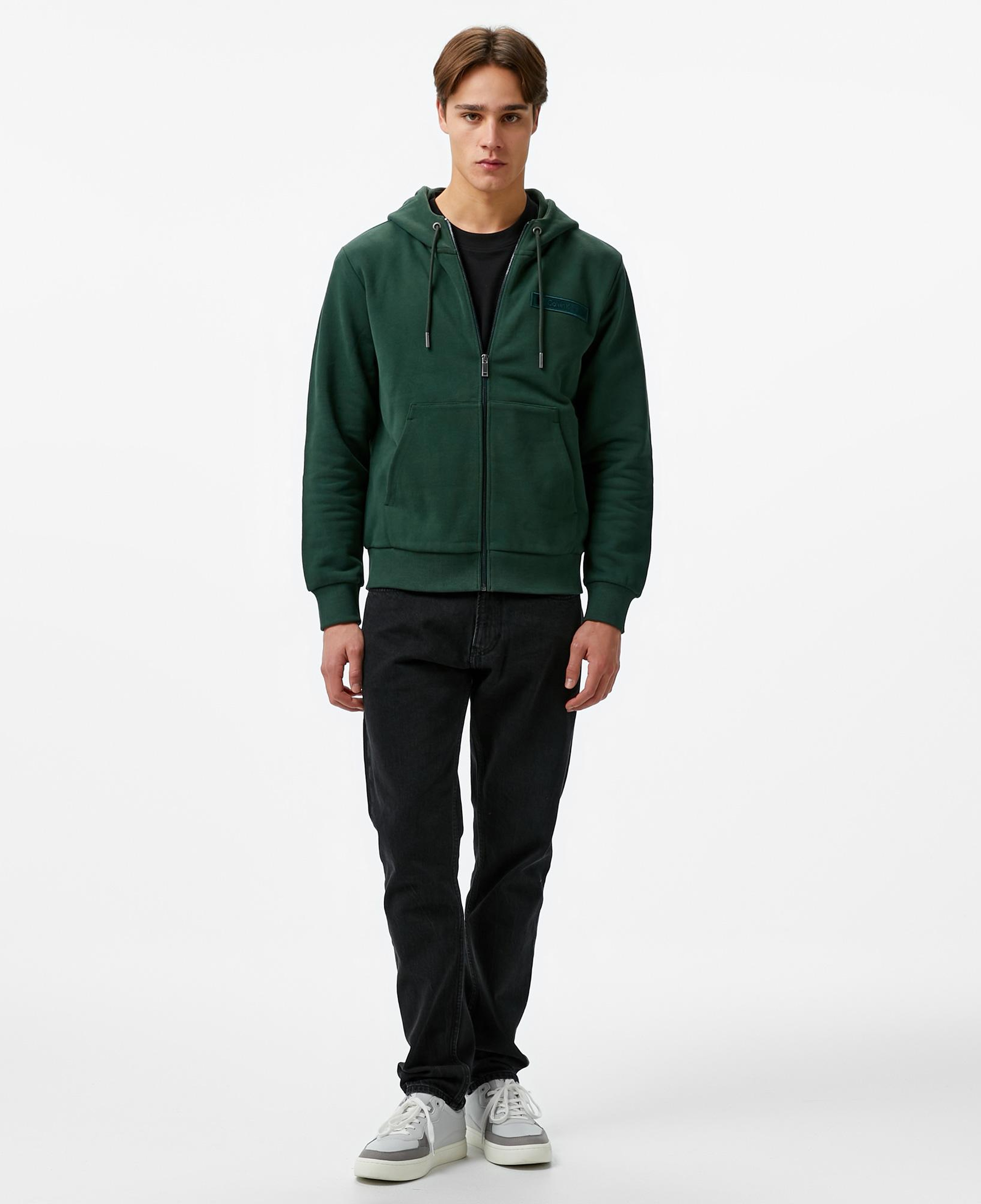 Calvin Klein Embroıdered Logo Zip Through Erkek Yeşil Hoodie