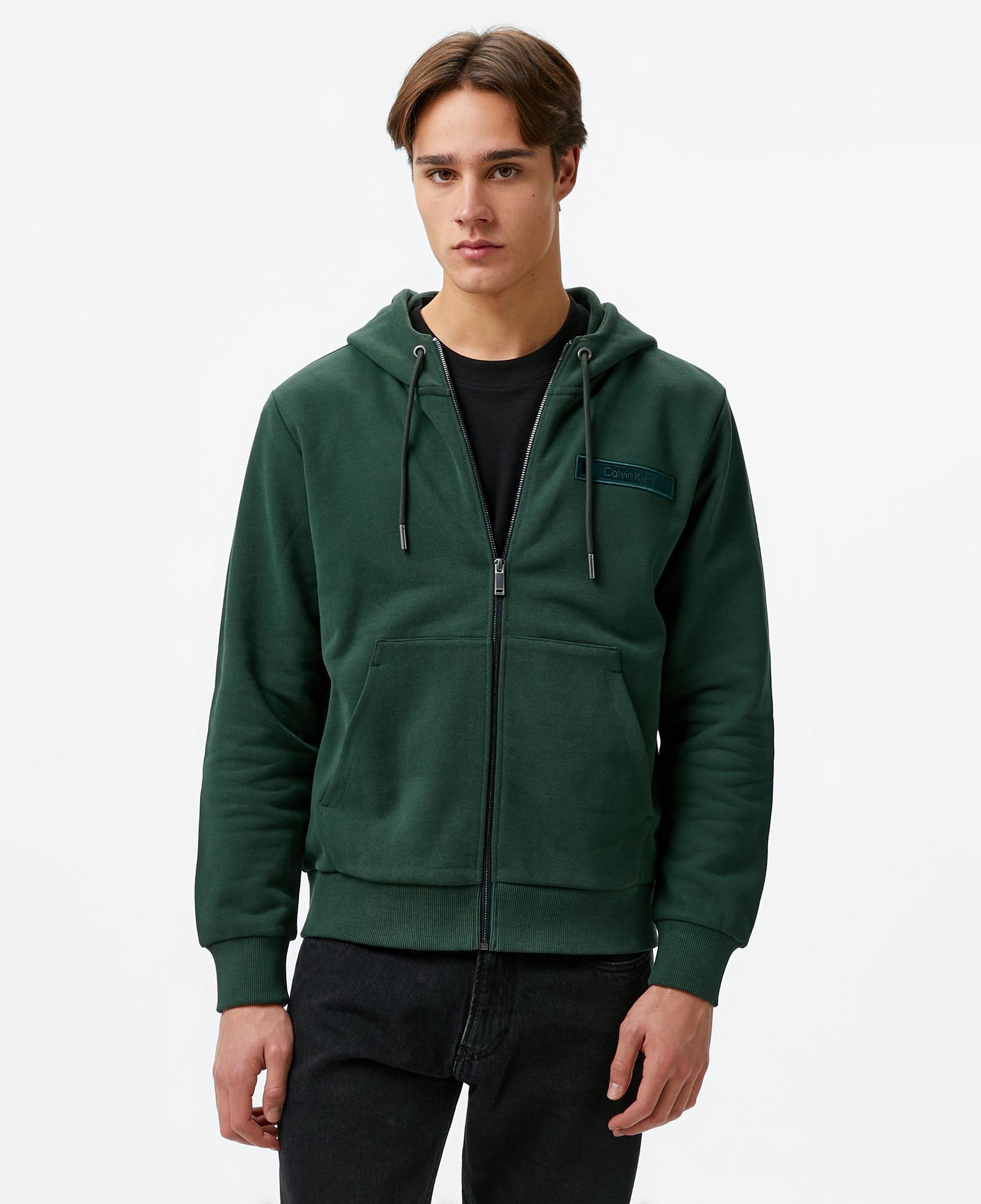 Calvin Klein Embroıdered Logo Zip Through Erkek Yeşil Hoodie