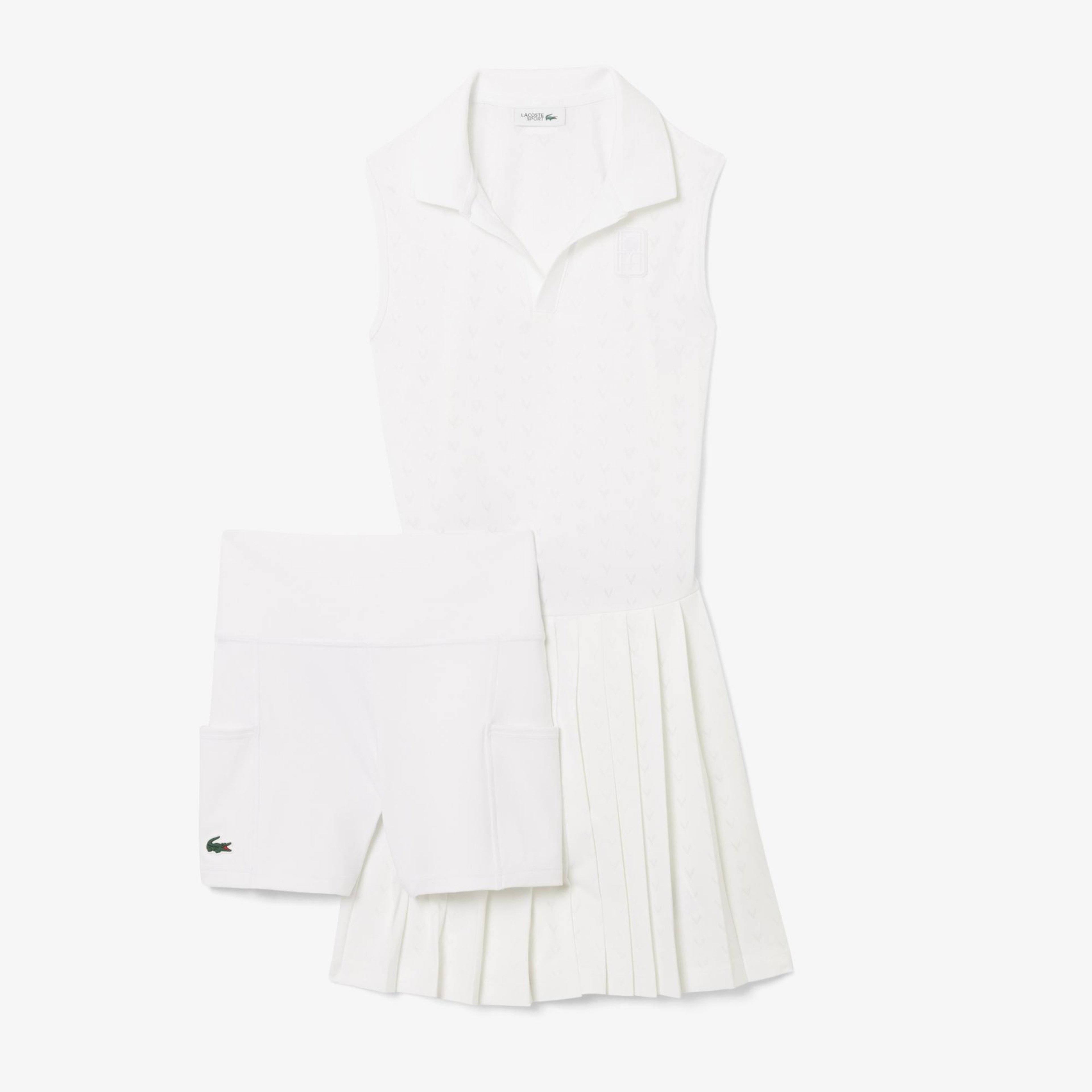 SPORT Kadın Slim Fit Kolsuz Polo Yaka Beyaz Elbise