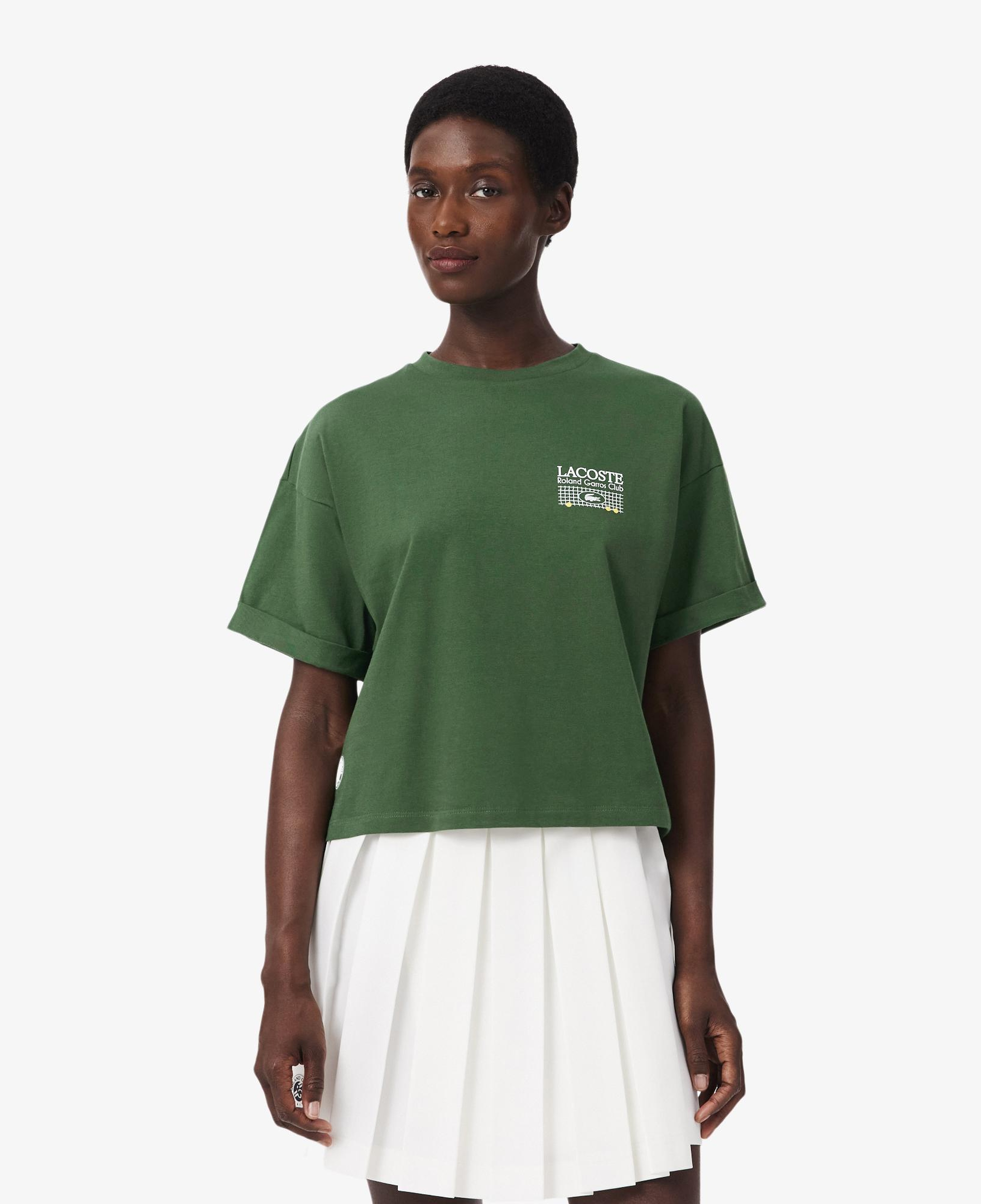 Kadın Relaxed Fit Baskılı Koyu Yeşil T-Shirt