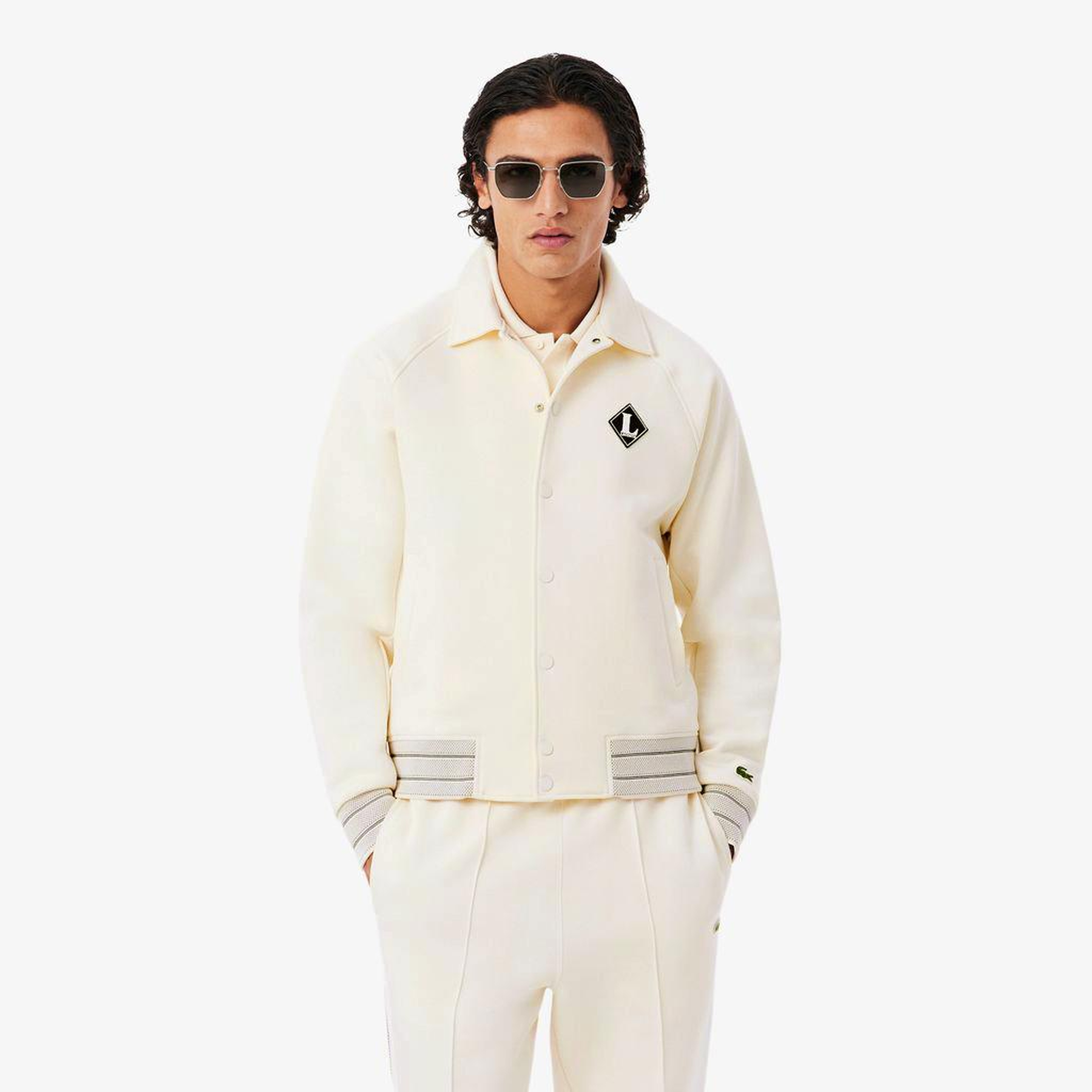 Erkek Classic Fit Krem Bomber Ceket