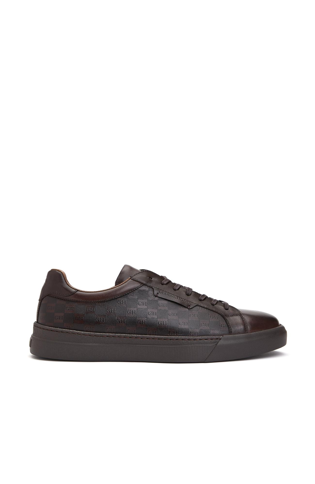 George Hogg Erkek Kahverengi Logolu Deri Sneaker Ayakkabı