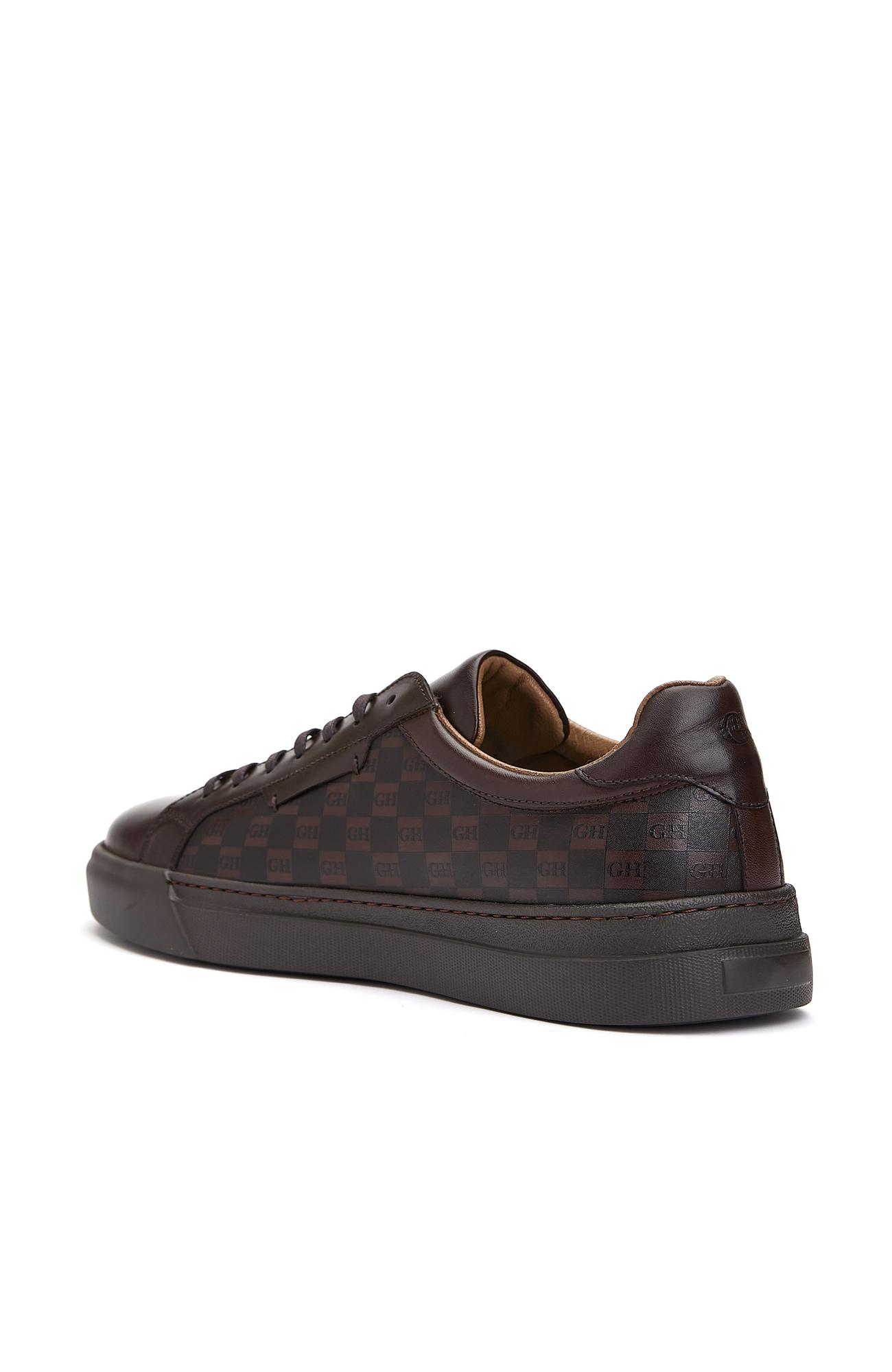 George Hogg Erkek Kahverengi Logolu Deri Sneaker Ayakkabı
