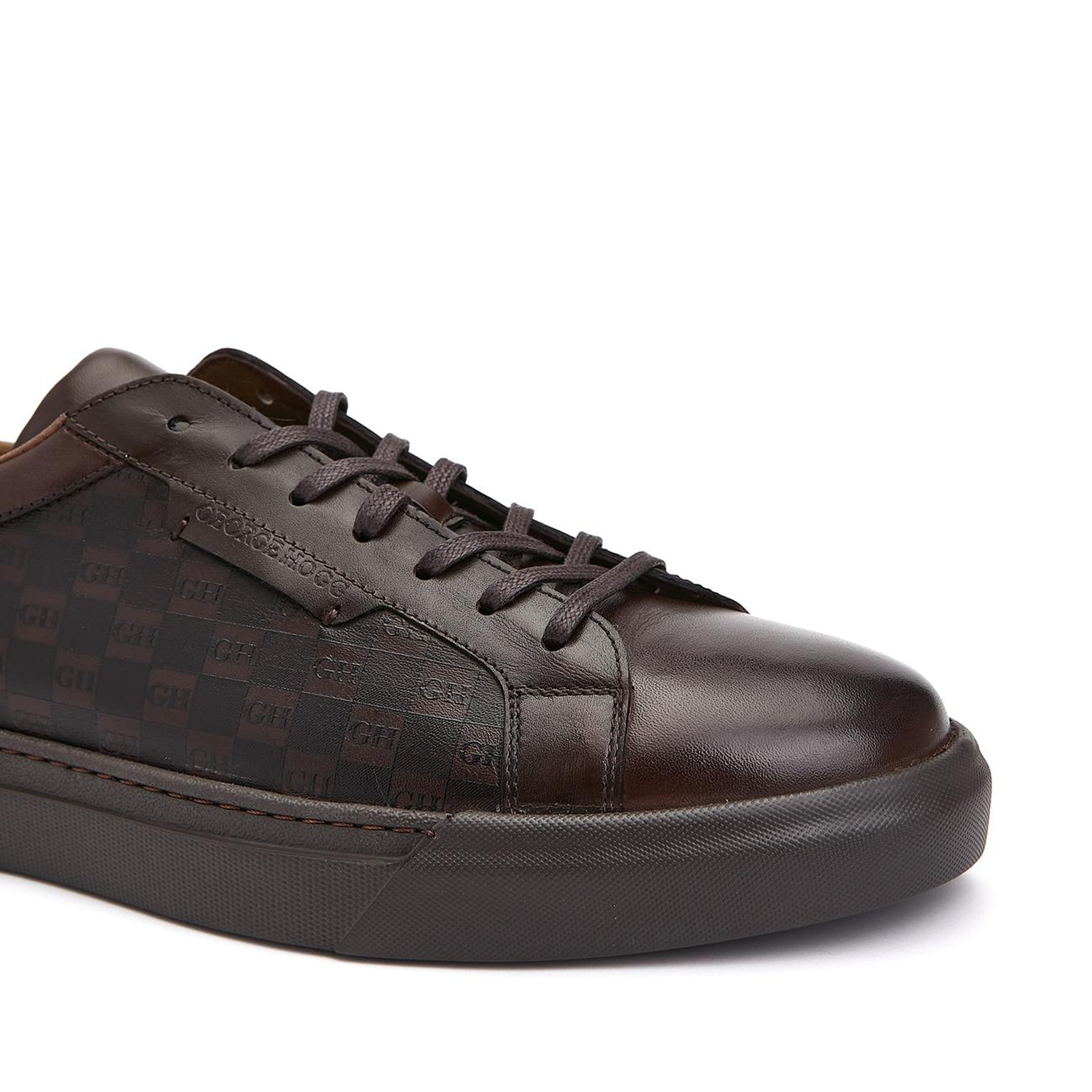 George Hogg Erkek Kahverengi Logolu Deri Sneaker Ayakkabı