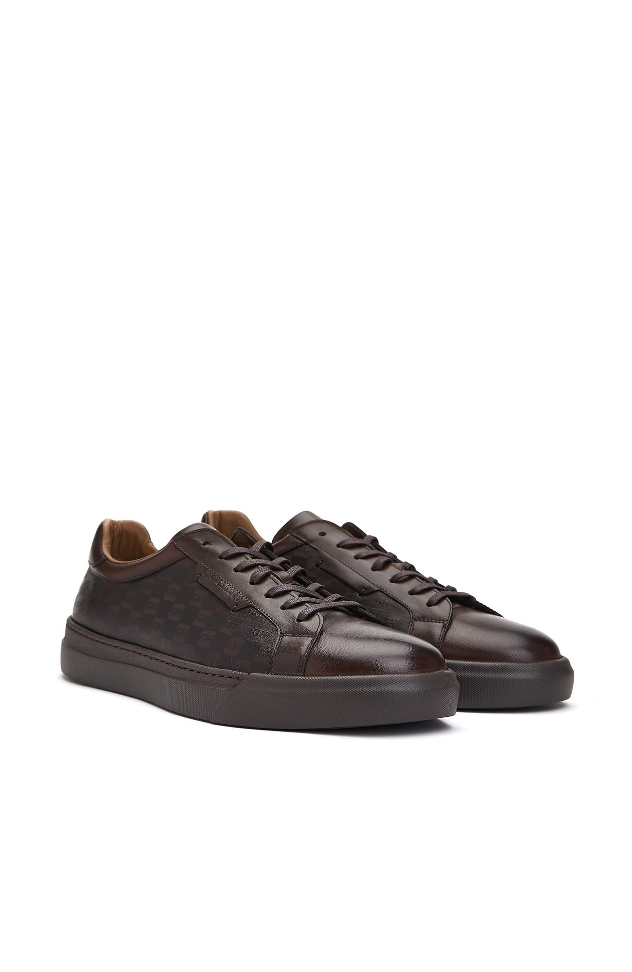 George Hogg Erkek Kahverengi Logolu Deri Sneaker Ayakkabı