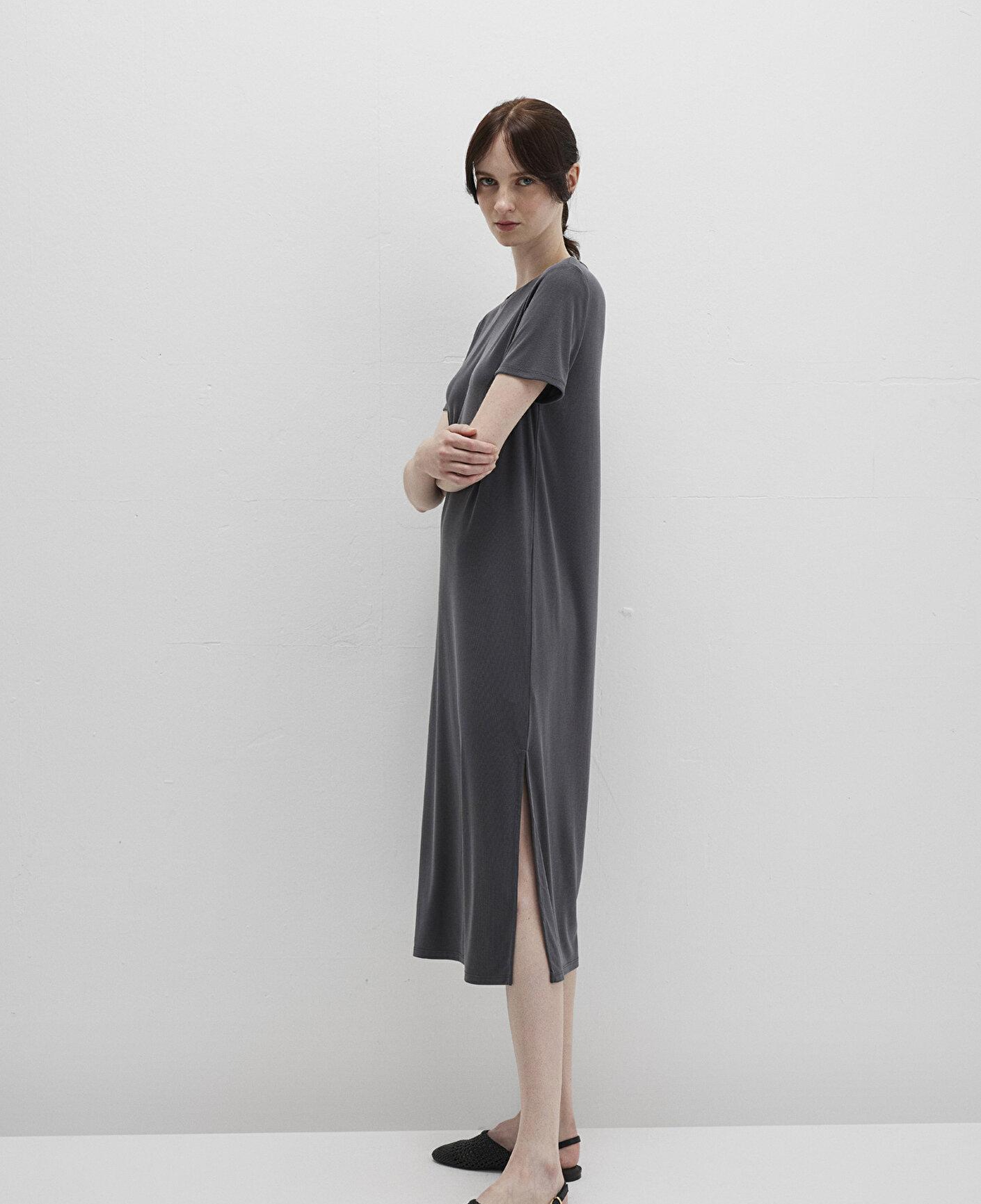 Mavi Antrasit (TENCEL™) Modal Karışımlı Midi Elbise 1310777-70095
