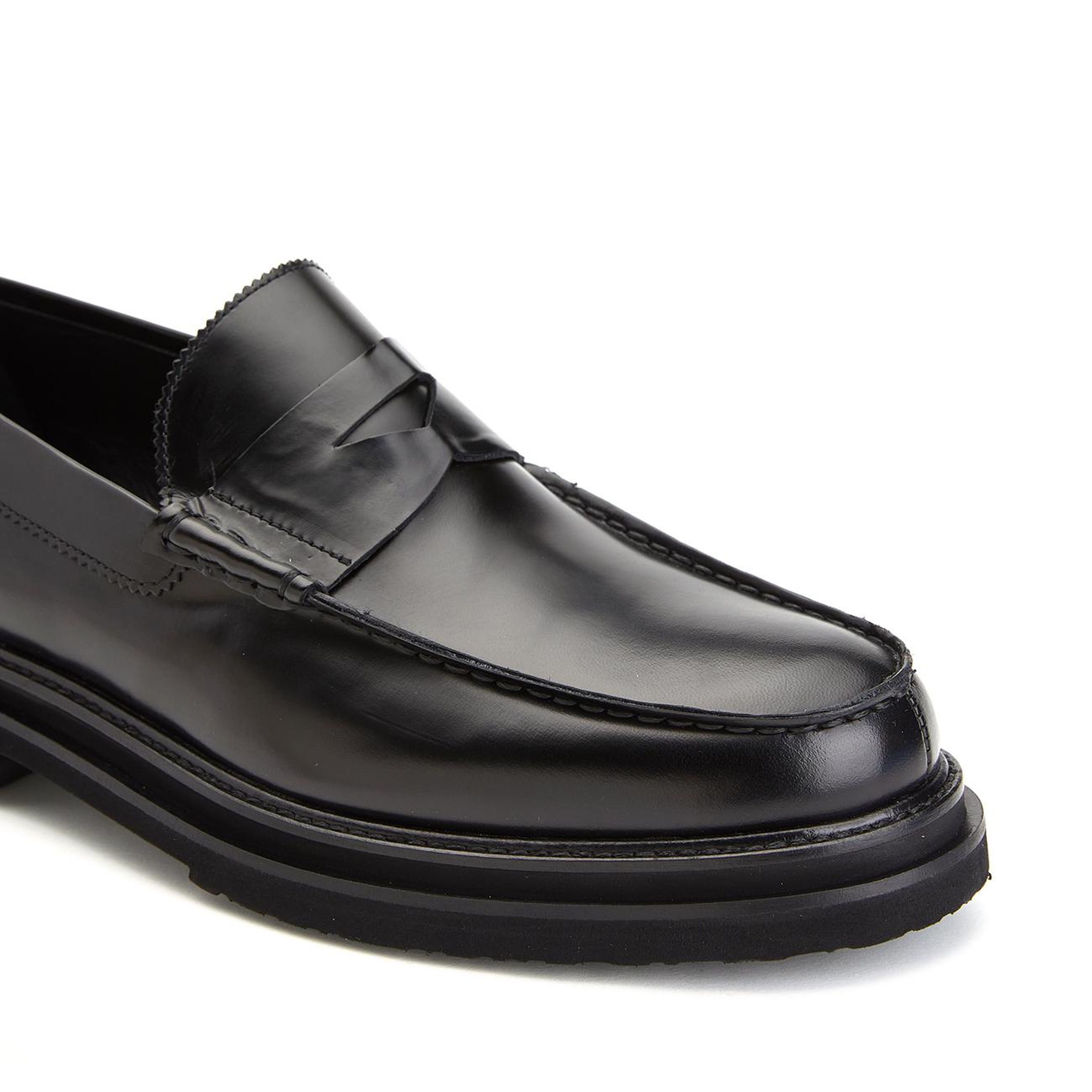George Hogg Erkek Siyah Parlak Deri Loafer