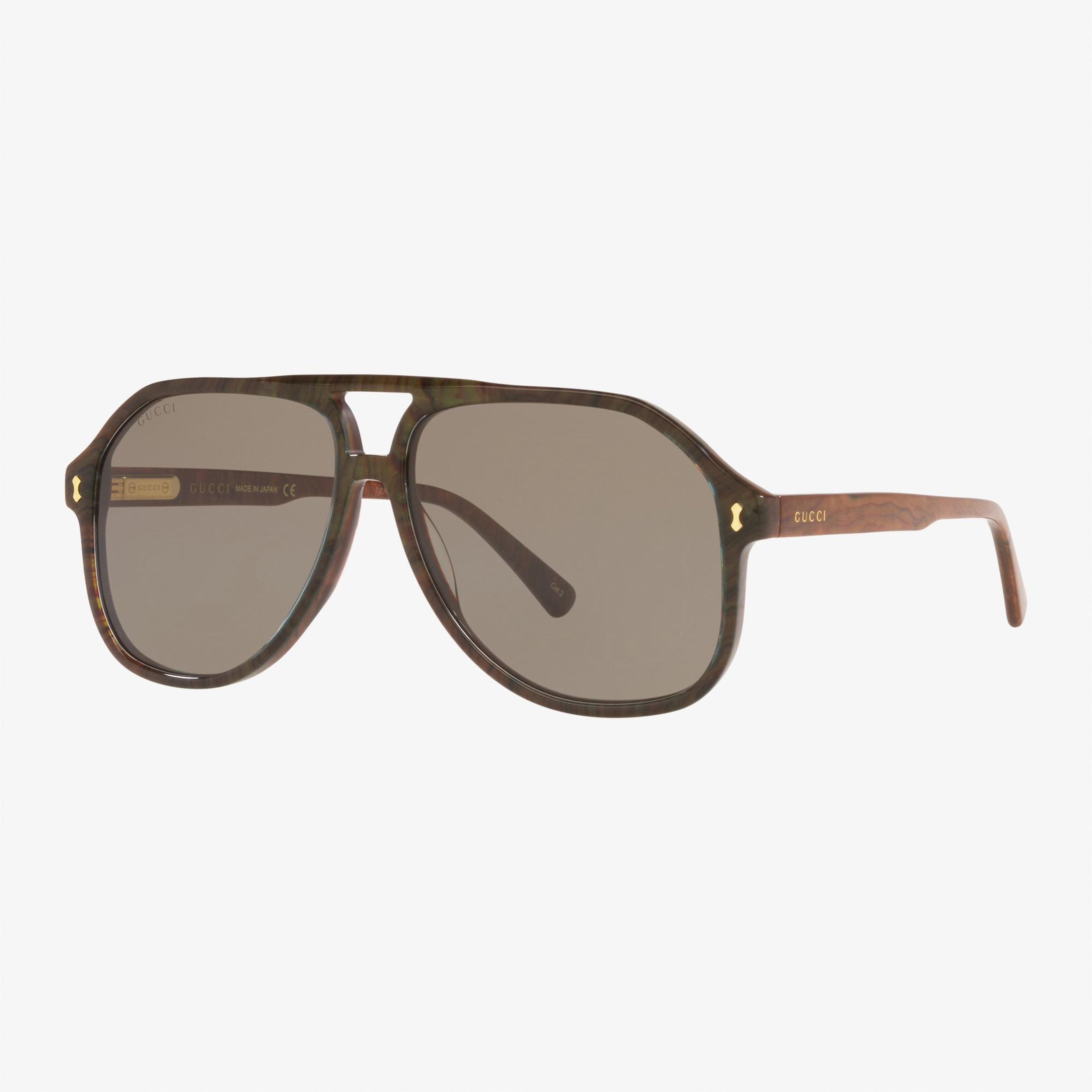 GUCCI Acetate Erkek Kahverengi Güneş Gözlüğü