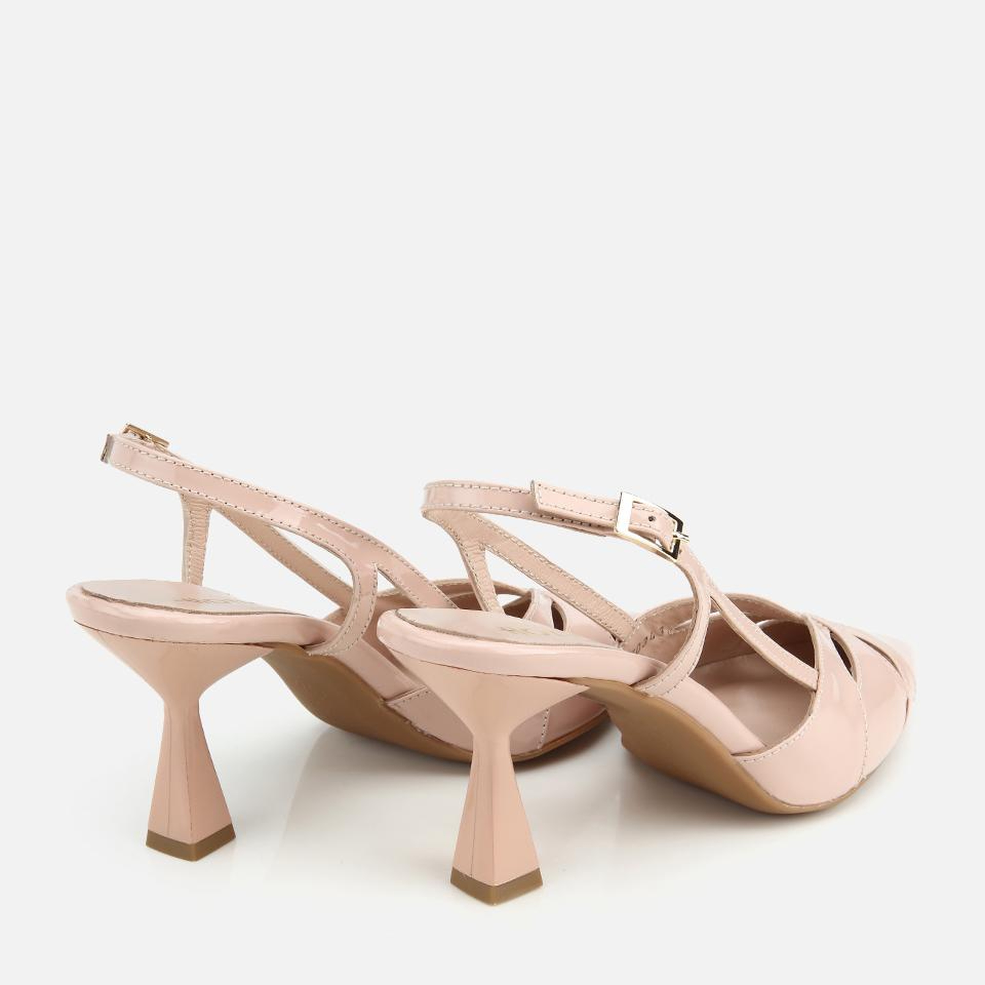Kadın Rugan Deri Pudra Arkası Açık Kısa Topuklu Stiletto