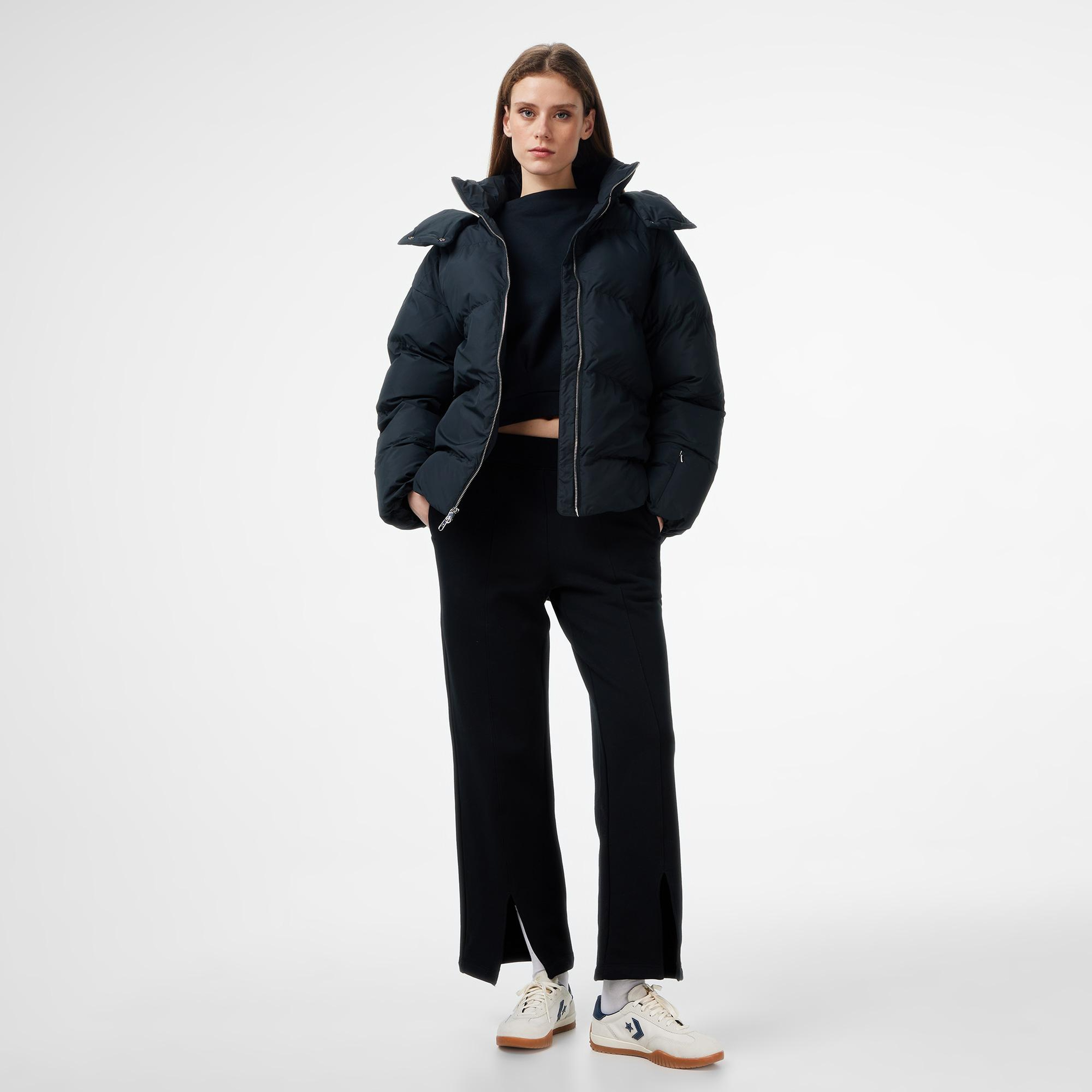 Converse Classic Kadın Kapüşonlu Siyah Şişme Mont