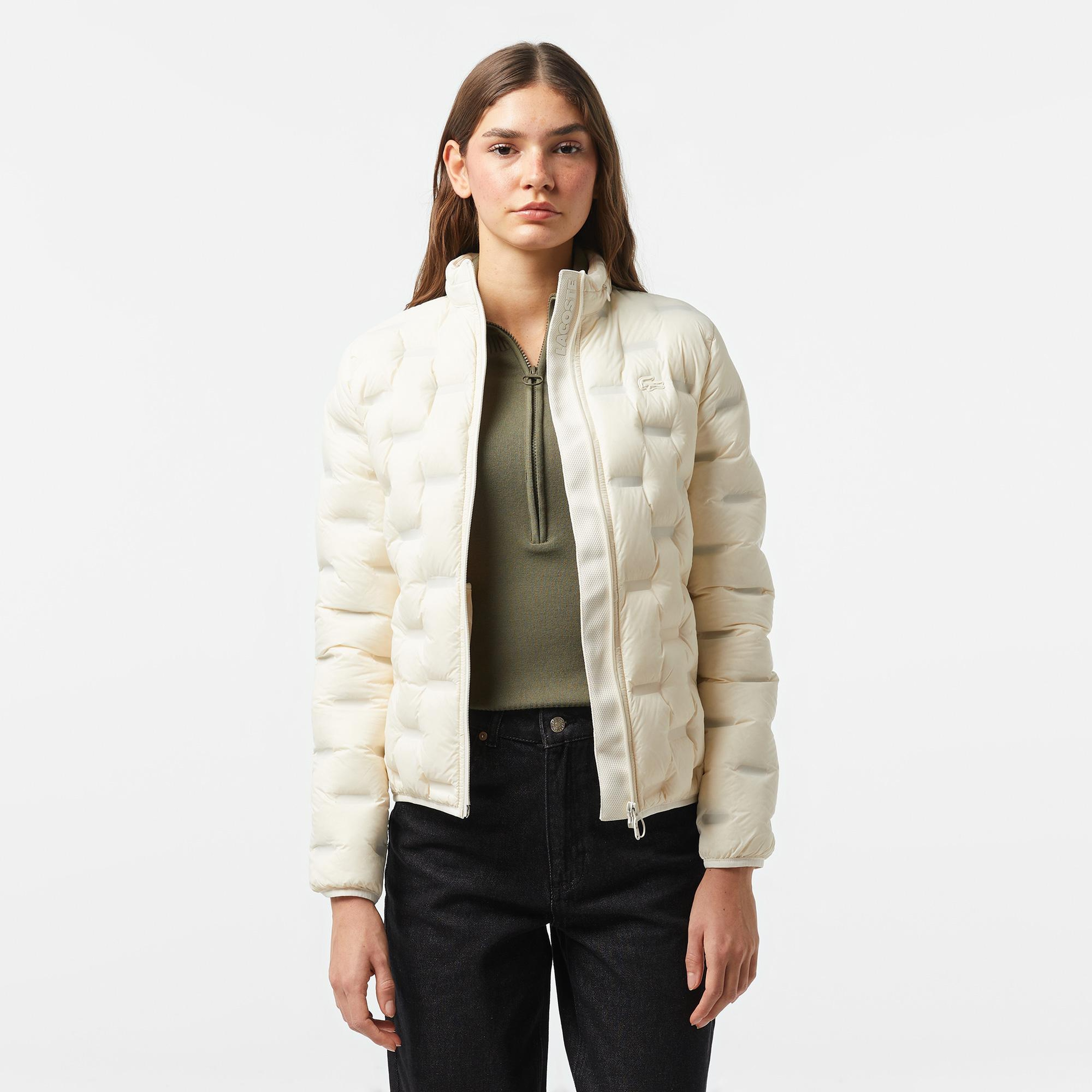 Kadın Regular Fit Kapüşonlu Kapitone Beyaz Mont