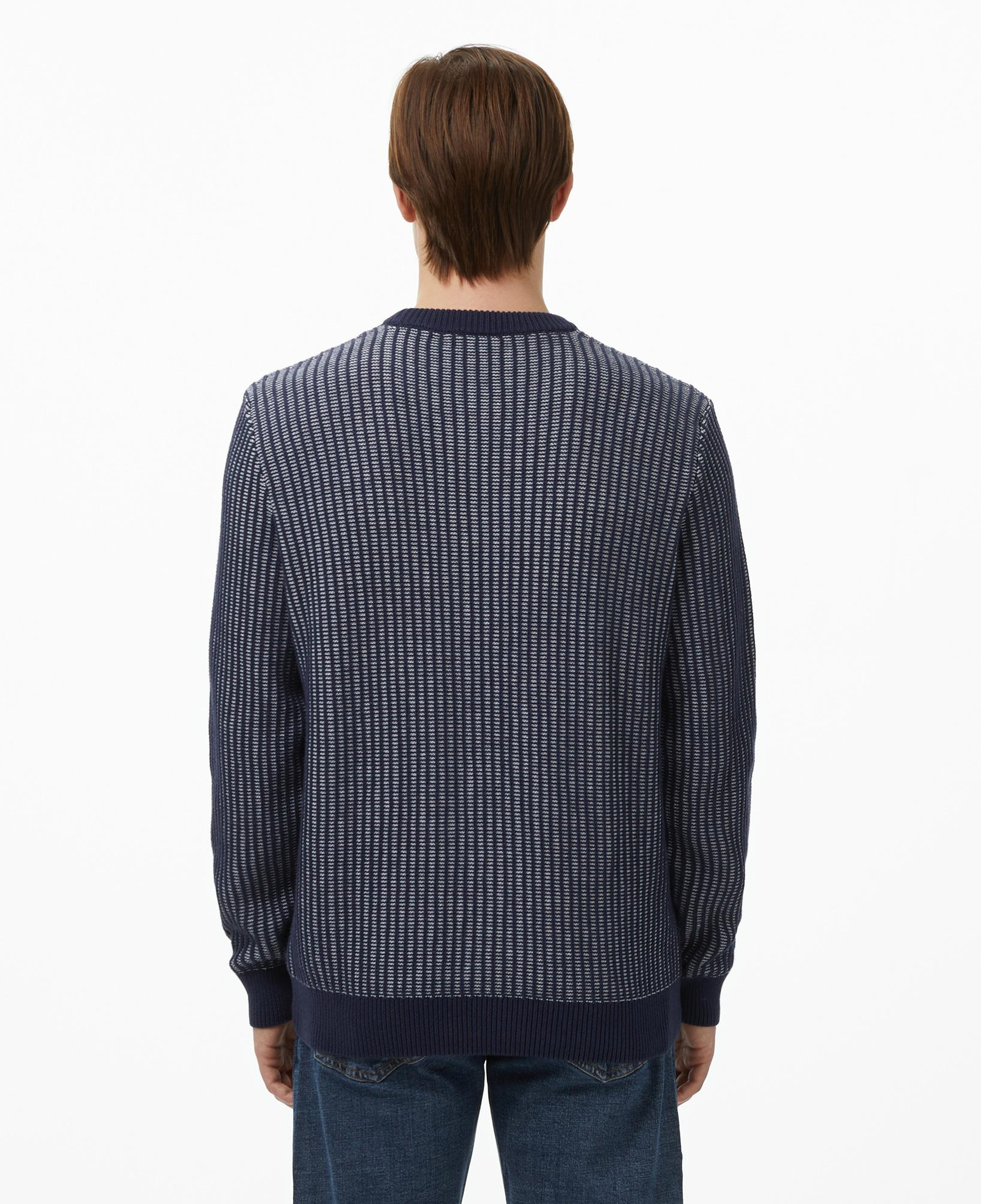 Lacoste Erkek Classic Fit Bisiklet Yaka Desenli Lacivert Kazak
