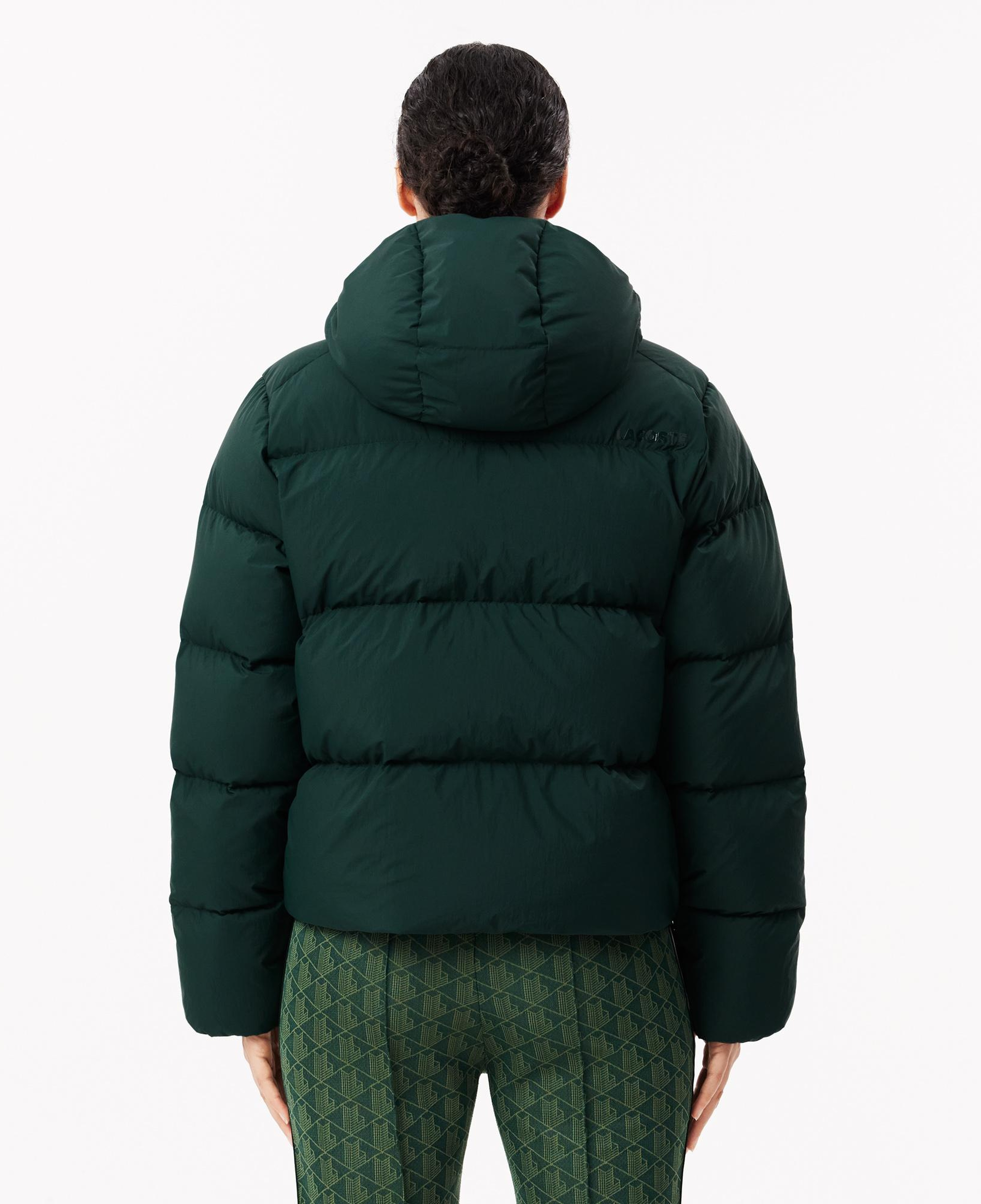 Kadın Relaxed Fit Kapüşonlu Koyu Yeşil Şişme Mont