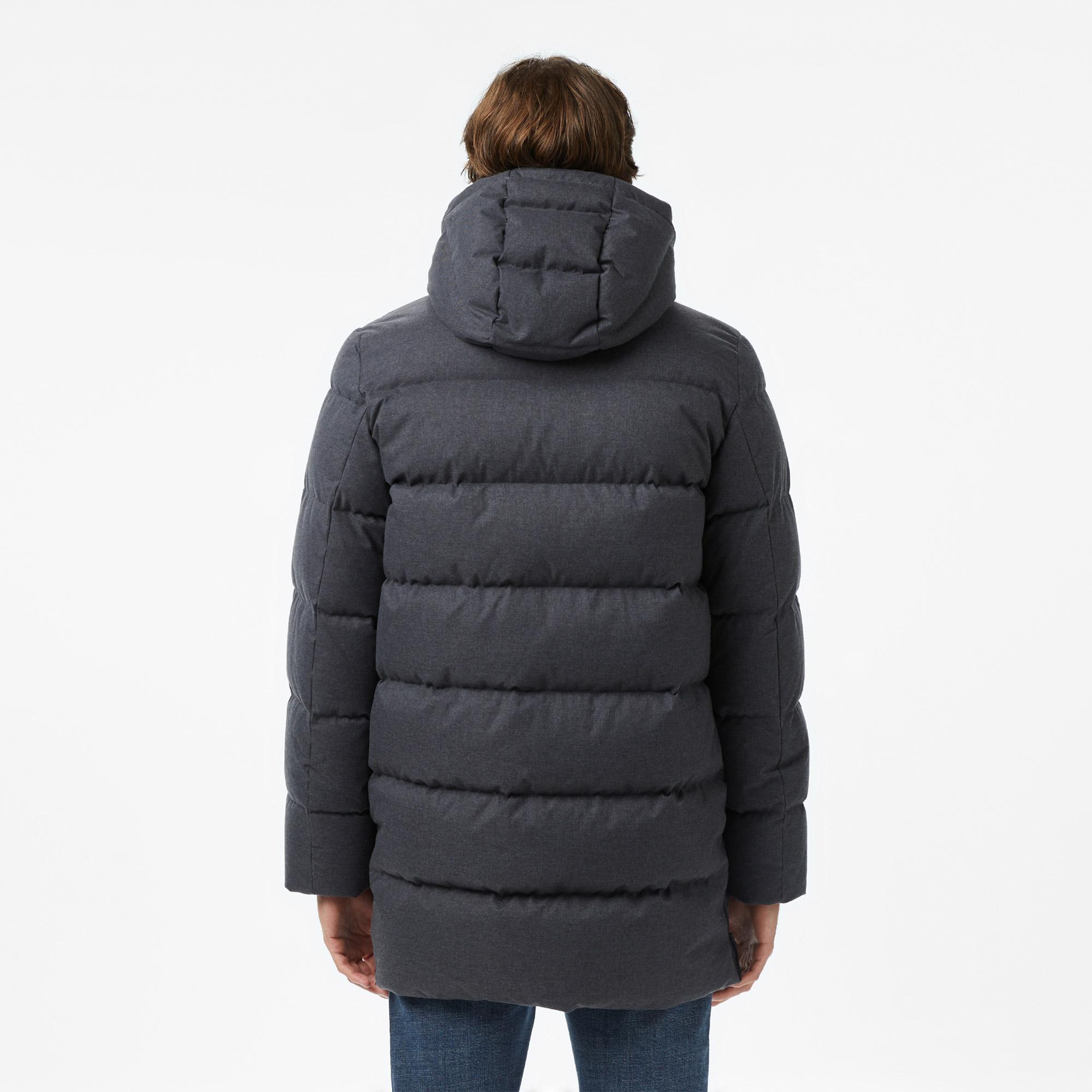 Lacoste Erkek Kapüşonlu Koyu Gri Mont