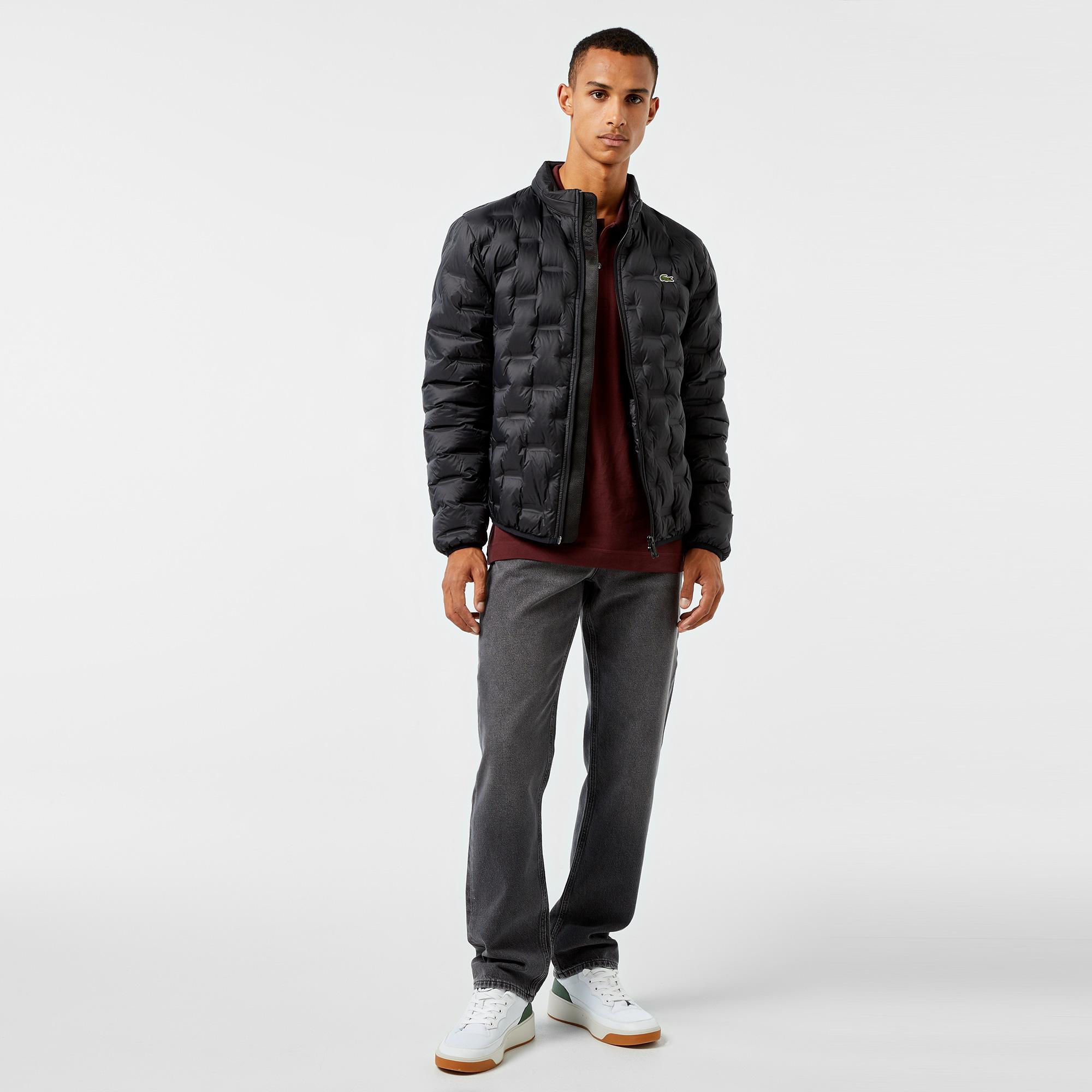 Erkek Regular Fit Kapüşonlu Kapitone Siyah Mont