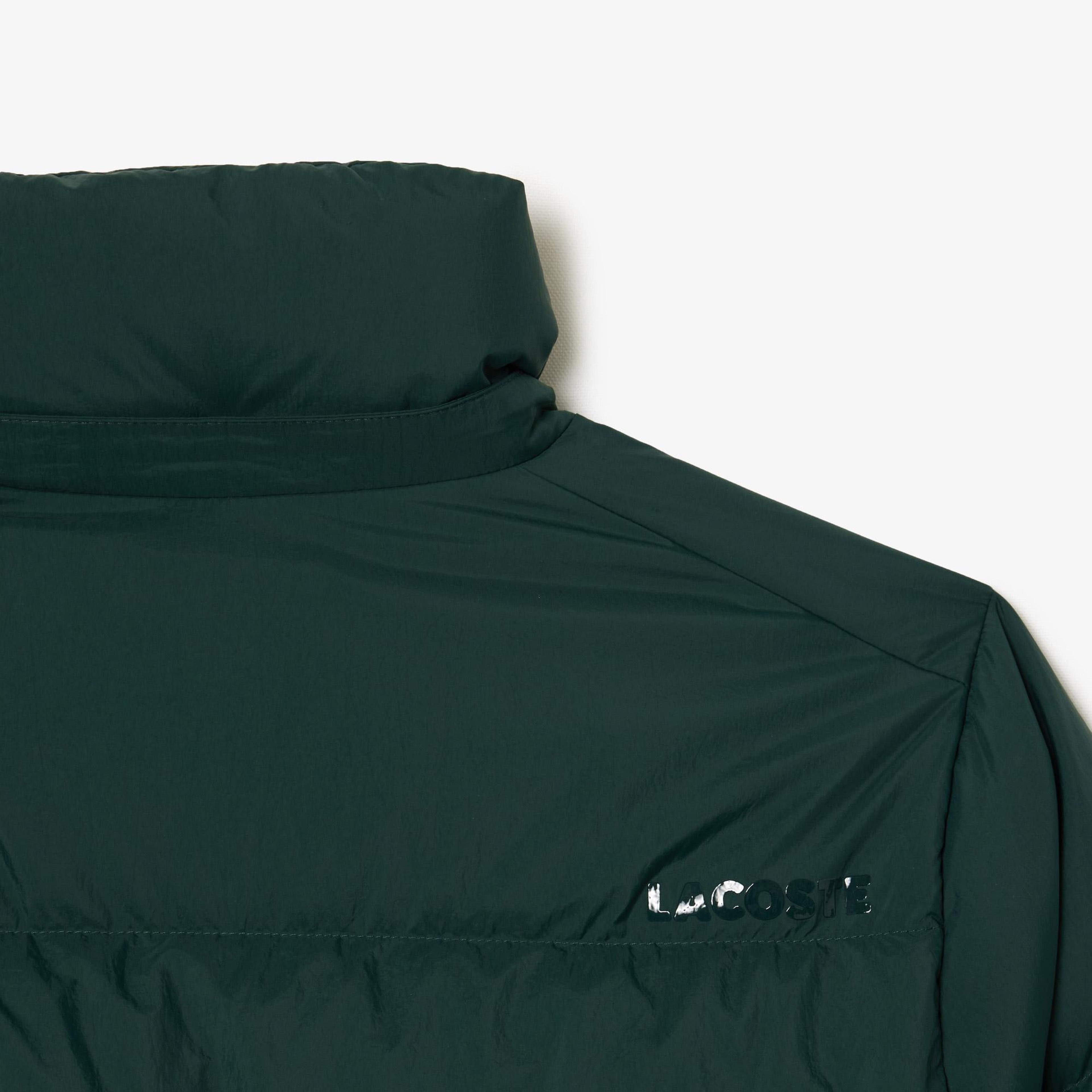 Kadın Relaxed Fit Kapüşonlu Koyu Yeşil Şişme Mont