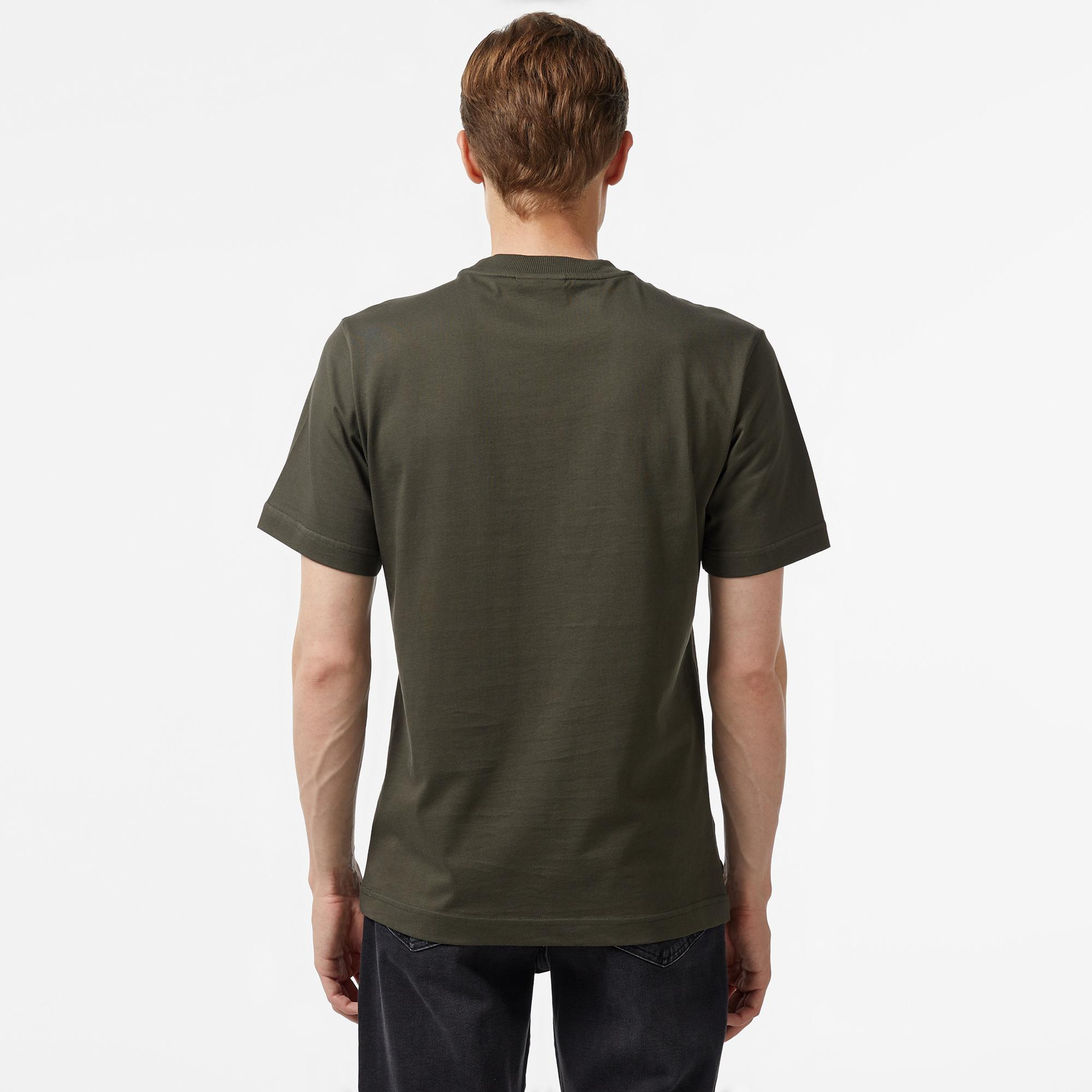 Erkek Regular Fit Bisiklet Yaka Baskılı Haki T-Shirt