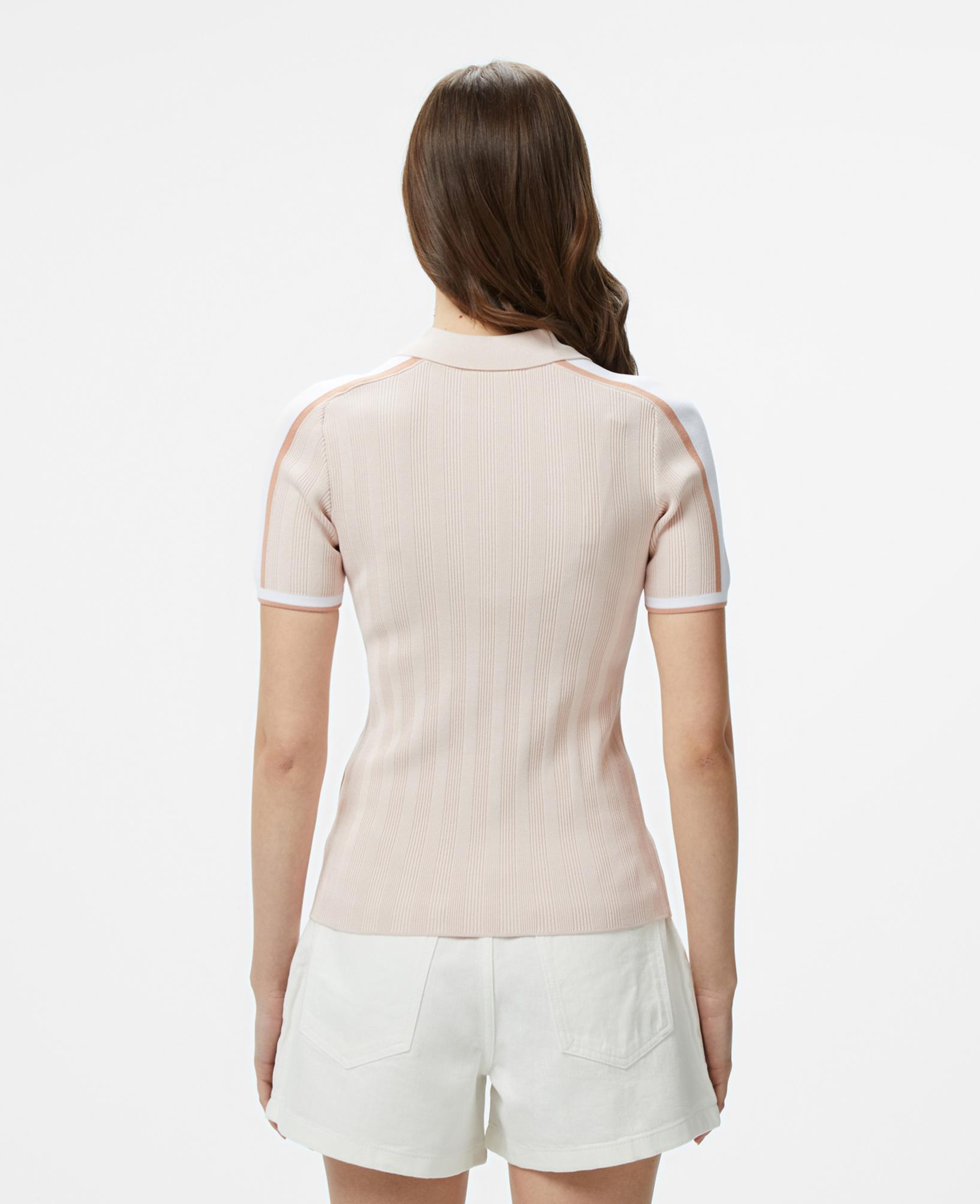 Lacoste Kadın Slim Fit Kısa Kollu Yarım Fermuarlı Krem Triko