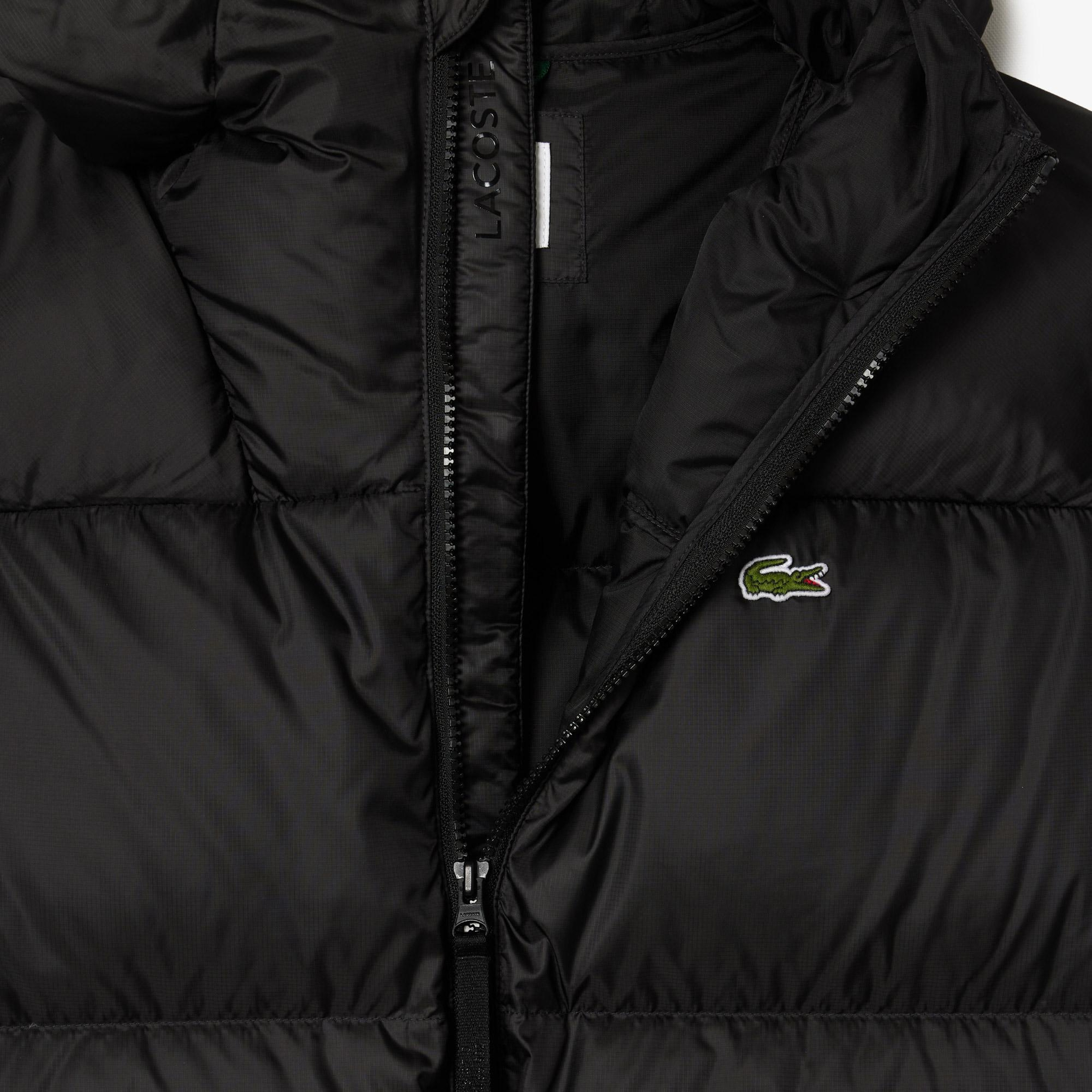 Erkek Relaxed Fit Kapüşonlu Siyah Şişme Mont