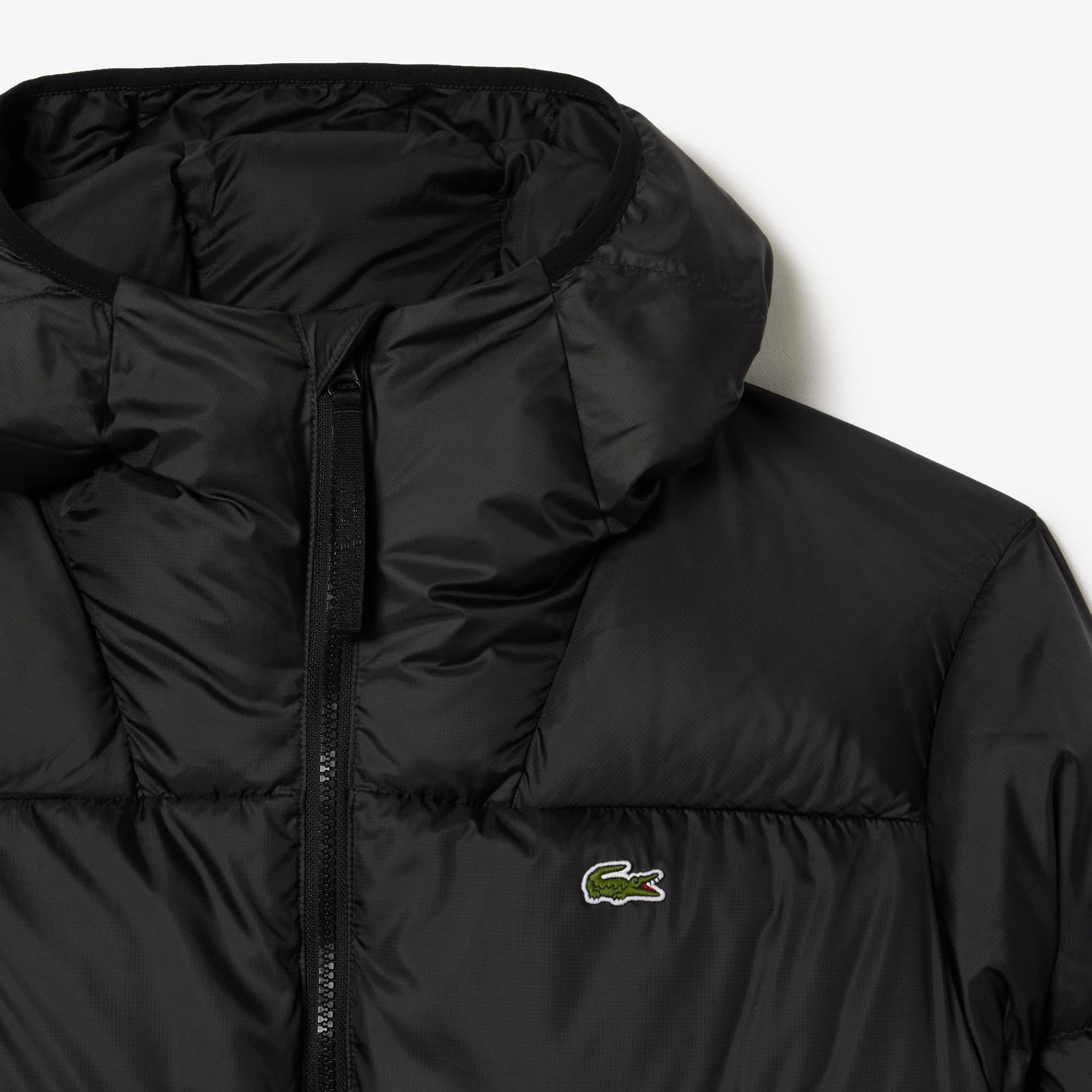 Erkek Relaxed Fit Kapüşonlu Siyah Şişme Mont