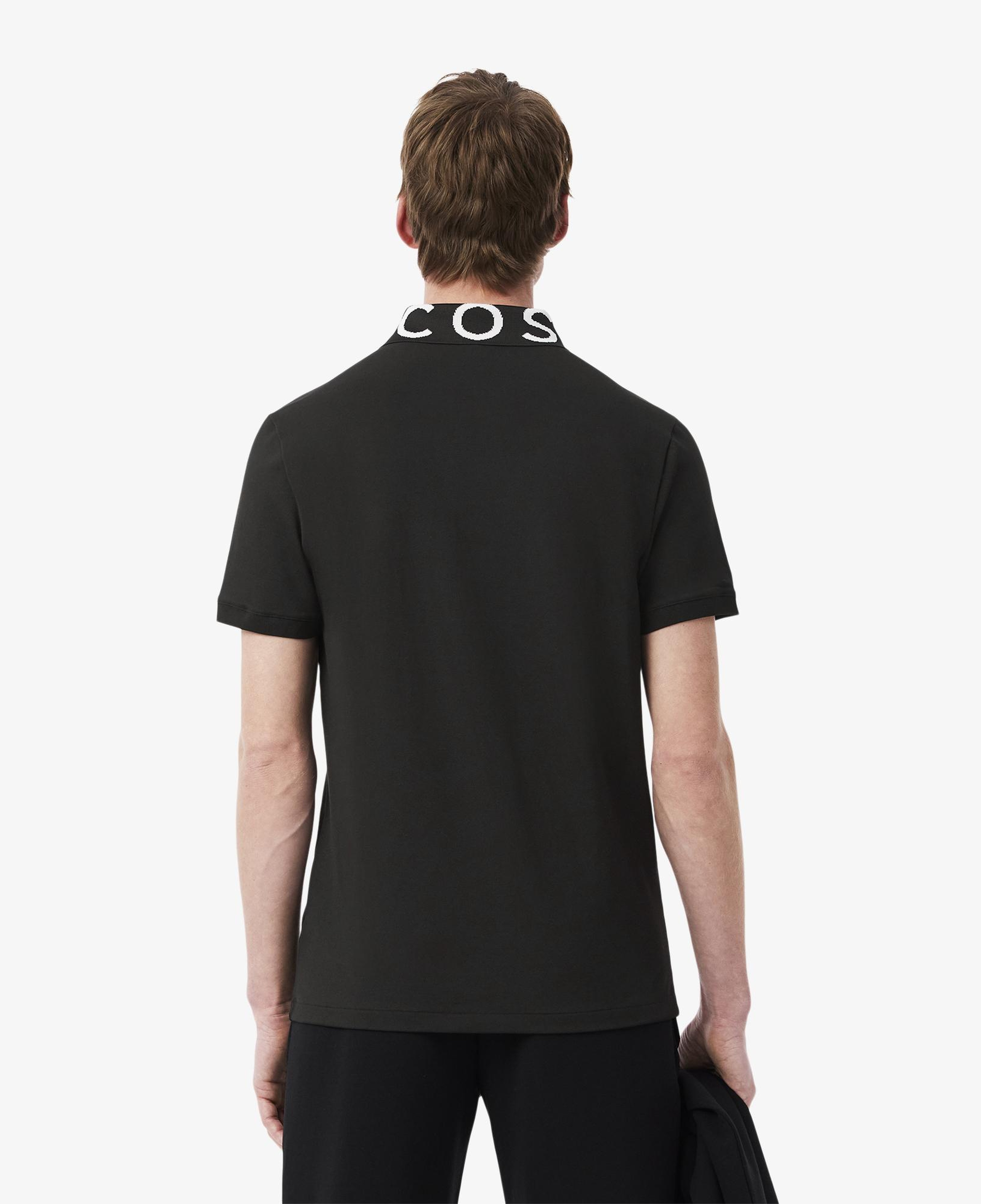 Erkek Slim Fit Baskılı Siyah Polo