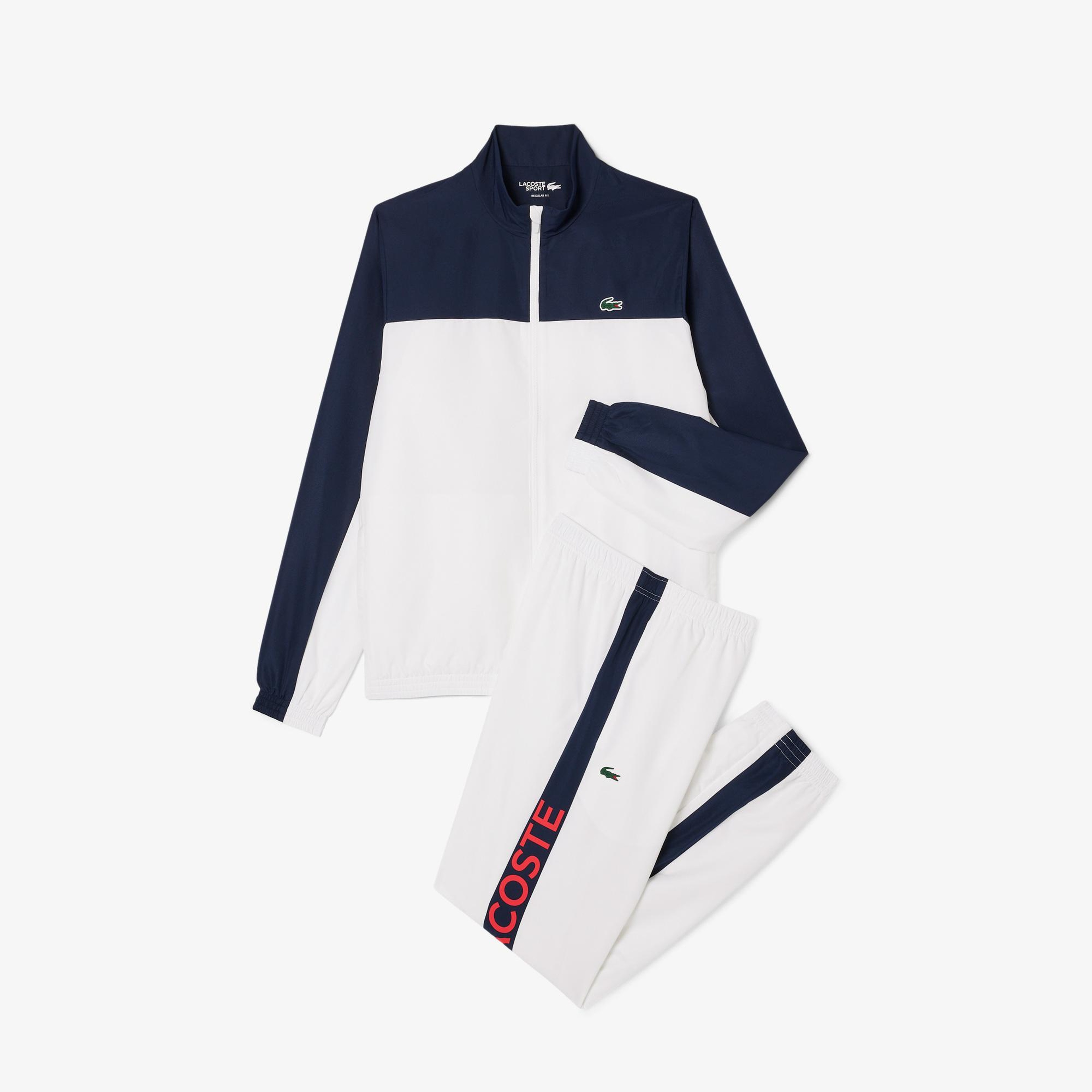 Lacoste Erkek Regular Fit Fermuarlı Renk Bloklu Beyaz Eşofman Takımı