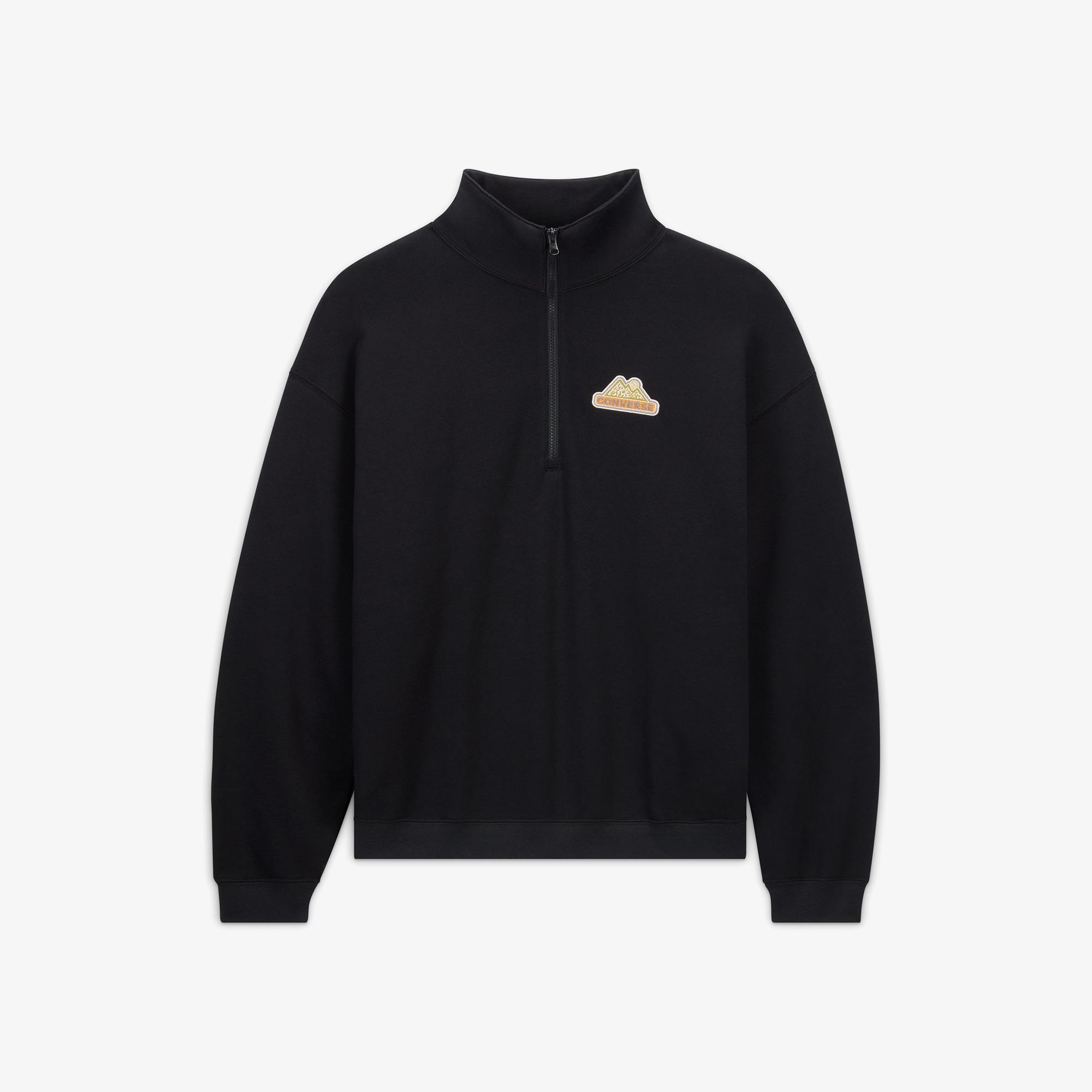 Converse Loose Fit Yarım Fermuarlı Erkek Siyah Sweatshirt