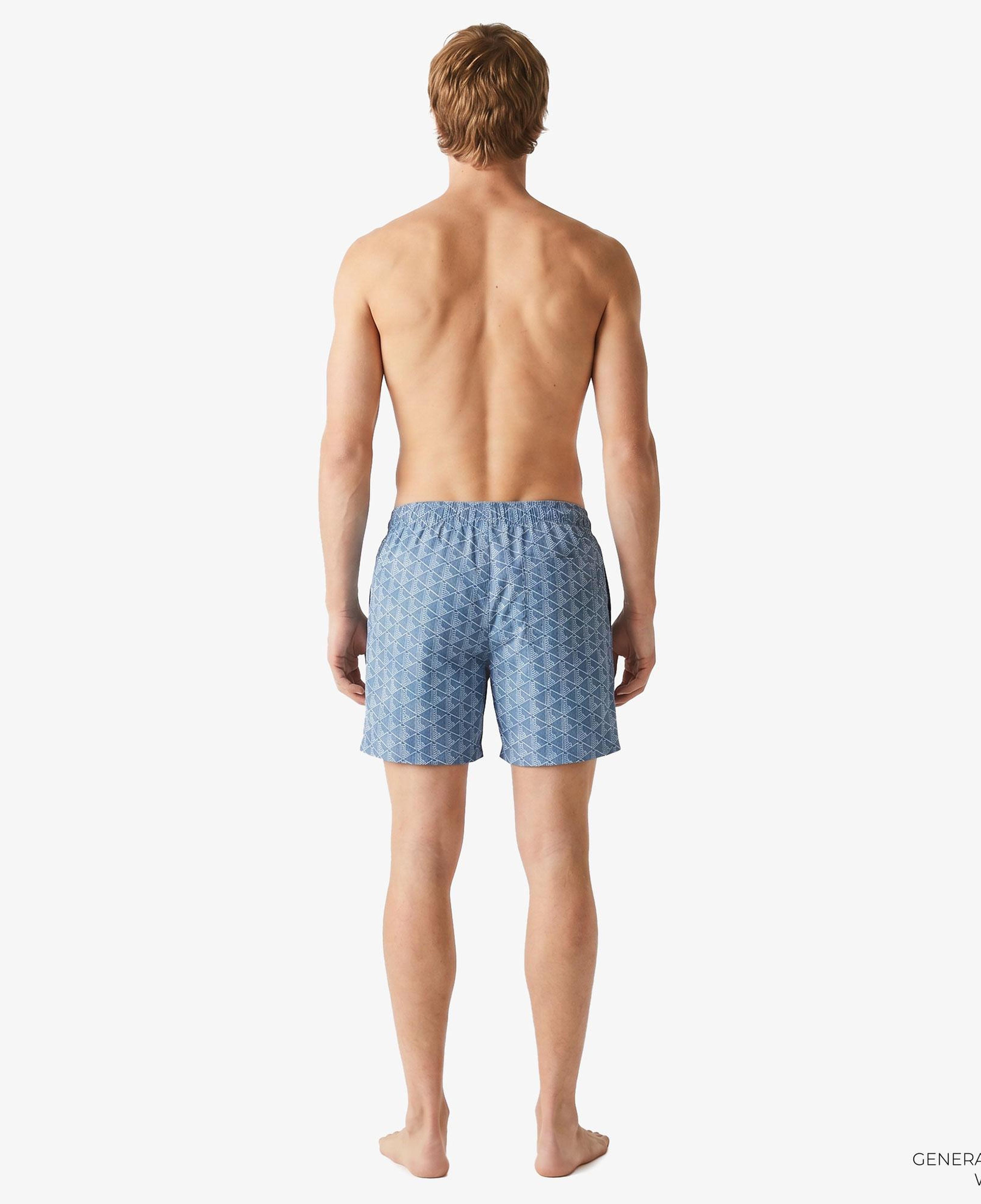 Lacoste Mid Monogram Print Swim Erkek Mavi Deniz Şortu