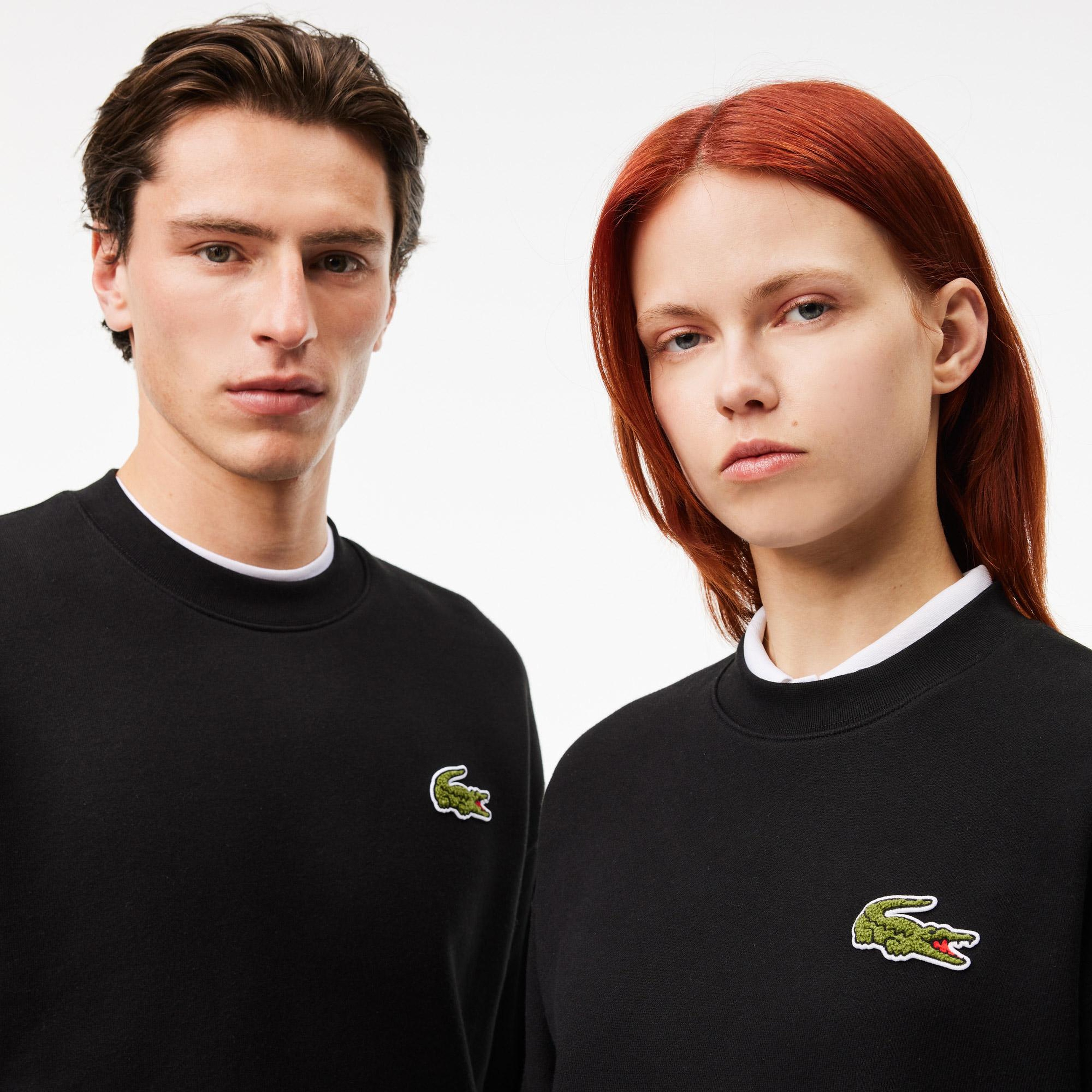 Unisex Loose Fit Bisiklet Yaka Organik Pamuk Siyah Sweatshirt