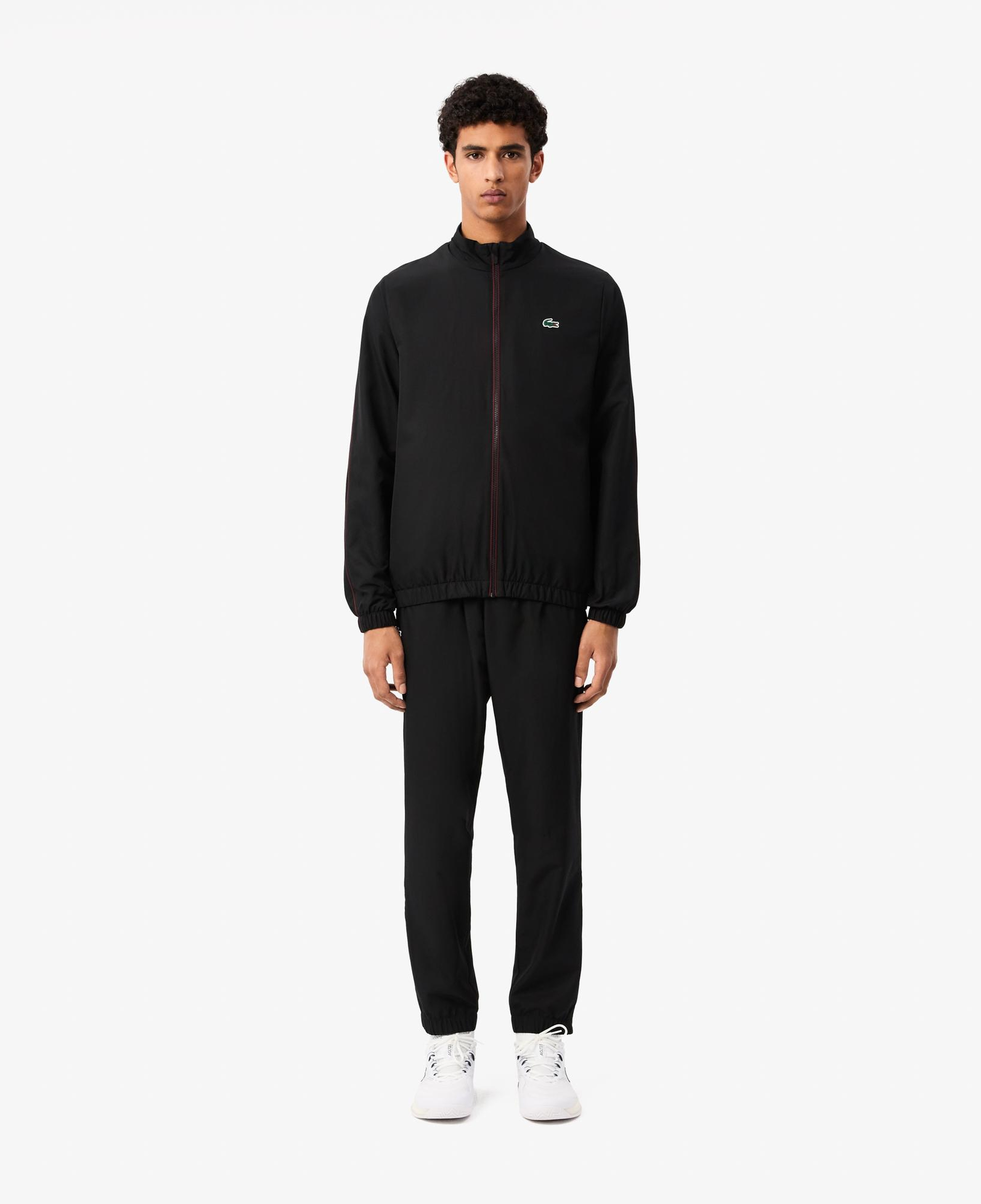 Lacoste Erkek Regular Fit Fermuarlı Yaka Baskılı Siyah Eşofman Takımı